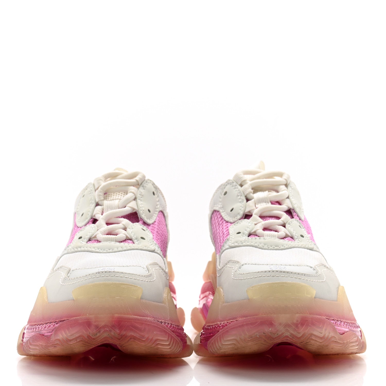 Balenciaga Fabric Mesh Clear Sole Womens Triple S Sneakers 38 White Pink 2 of 12