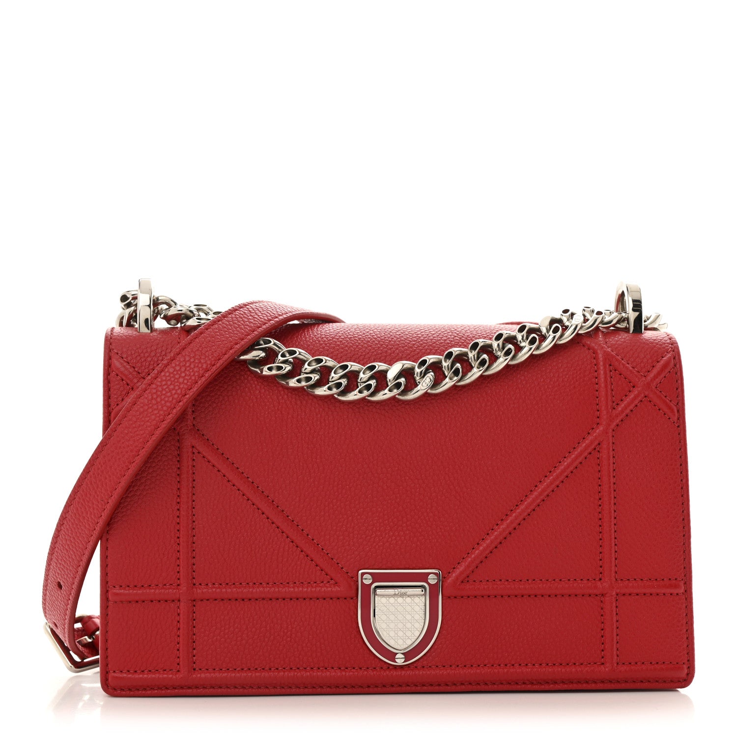 Christian Dior Grained Calfskin Small Diorama Flap Bag Red 1 of 13