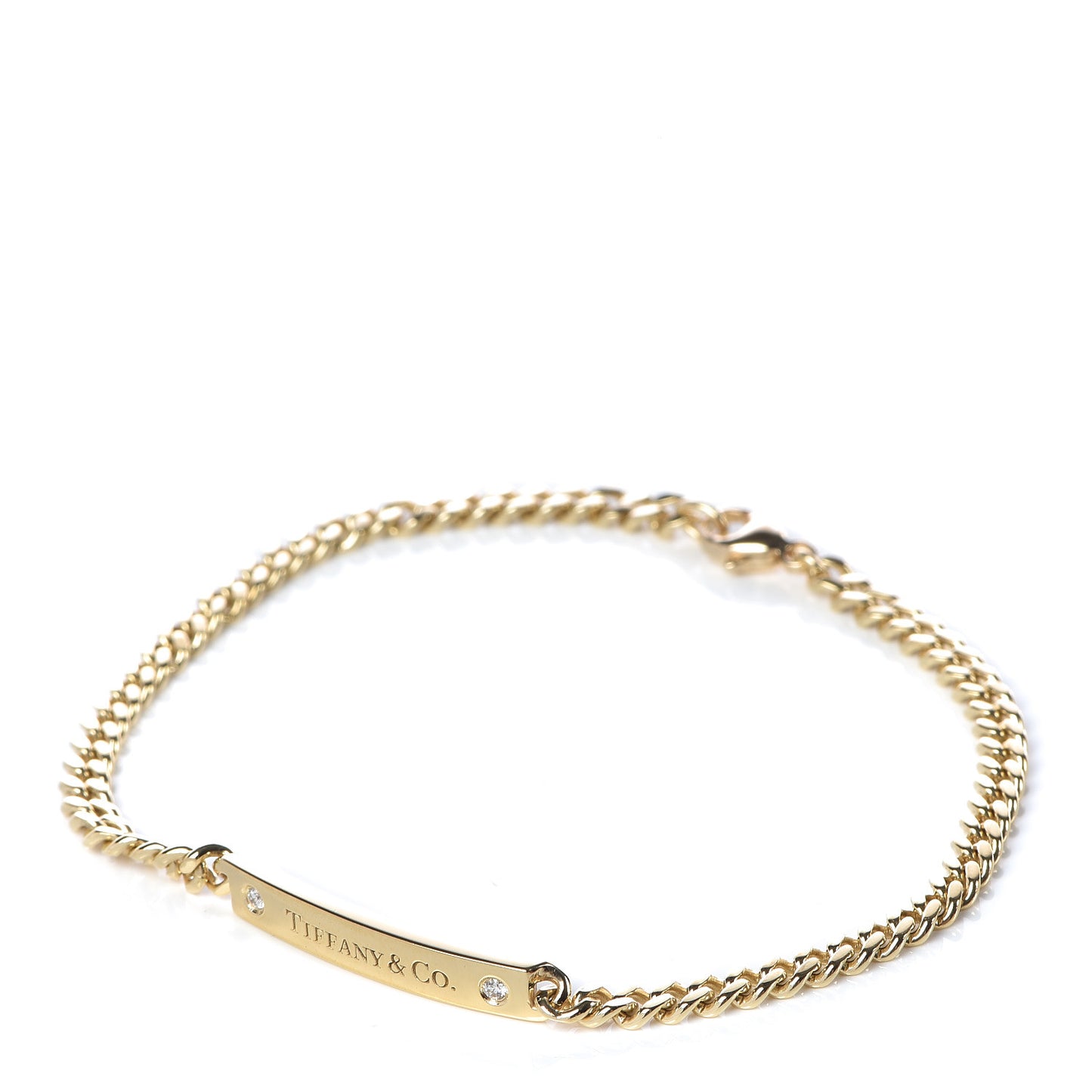18K Yellow Gold Diamond Micro Link ID Chain Bracelet