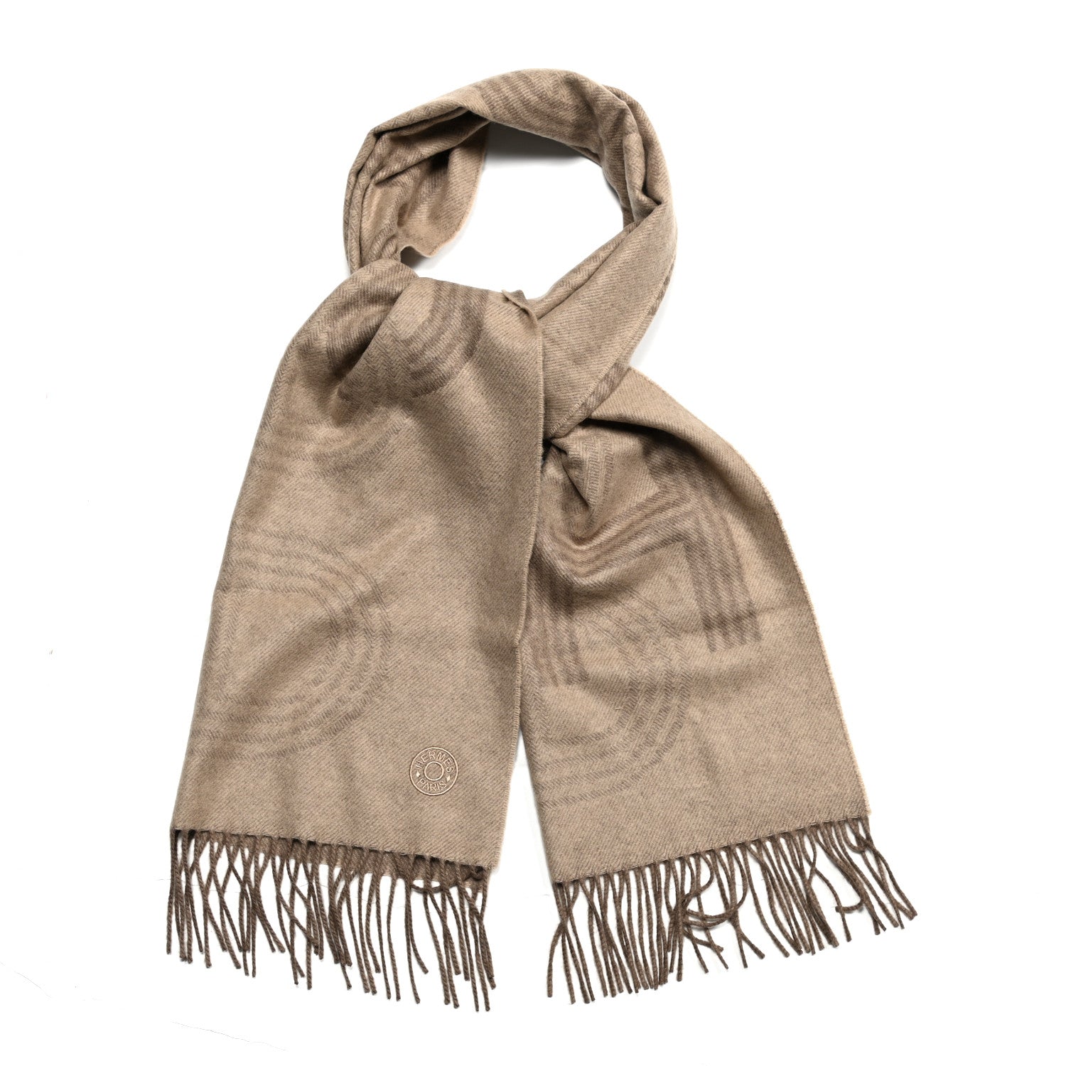 Hermes Cashmere Circuit 24 Faubourg Muffler Beige Ficelle 1171328