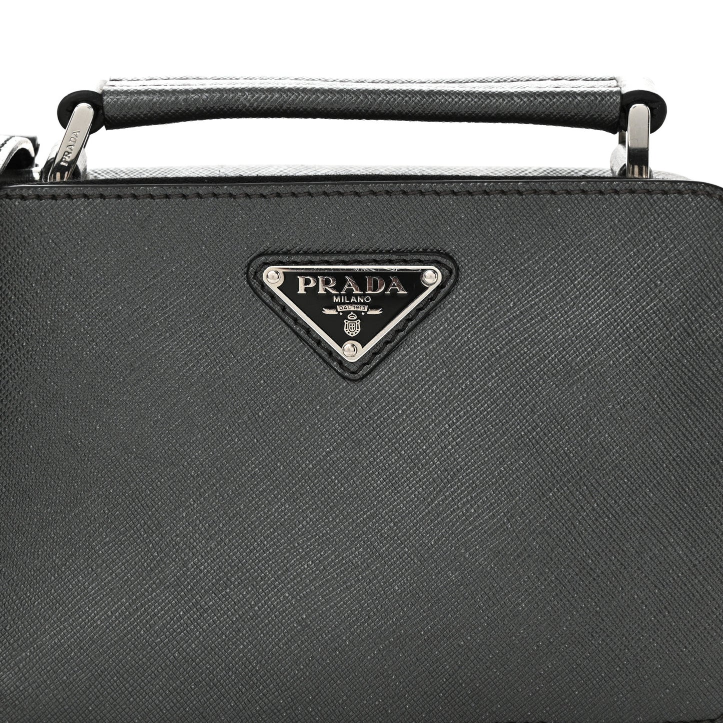 Saffiano Travel Small Brique Top Handle Crossbody Bag Anthracite Gray