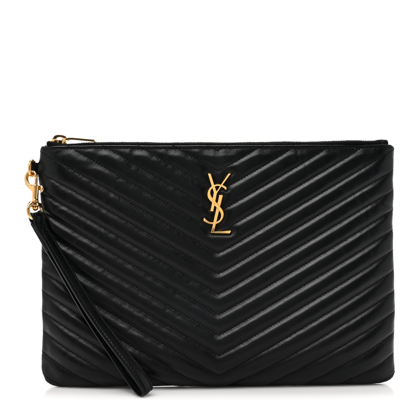 Calfskin Matelasse Monogram Cassandre Tablet Pouch Black