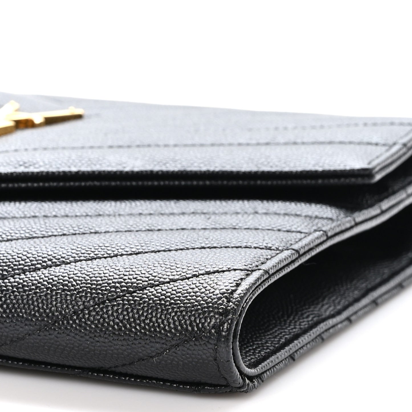 Grain De Poudre Matelasse Chevron Monogram Envelope Clutch Black