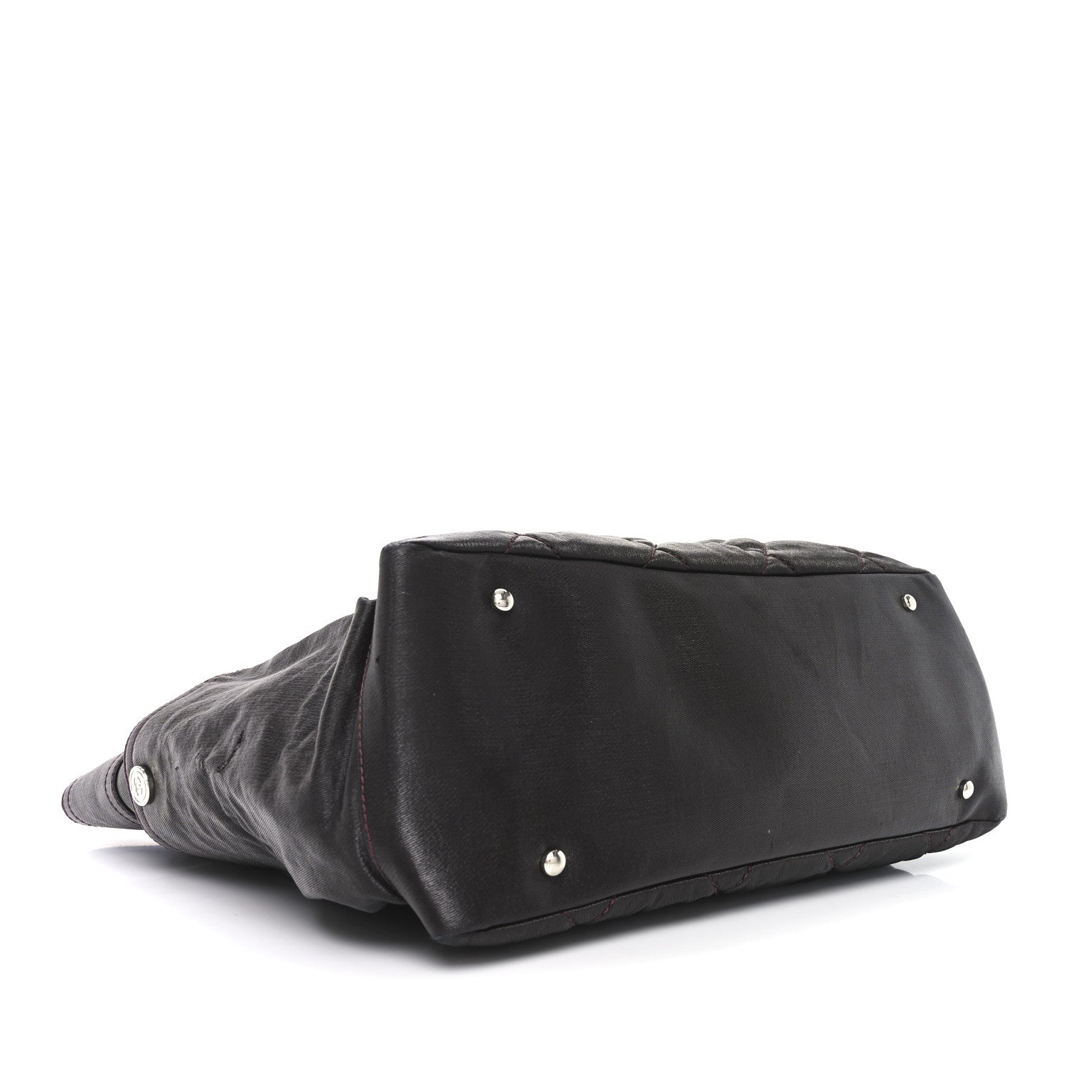 Chanel Metallic Coated Canvas Quilted Large Paris Biarritz Tote Dark Brown 4 of 10