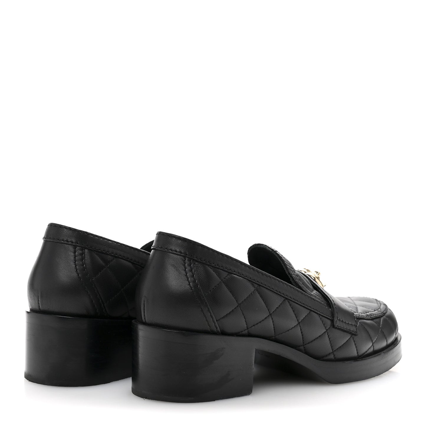 Lambskin Quilted CC Heart Loafers 39 Black