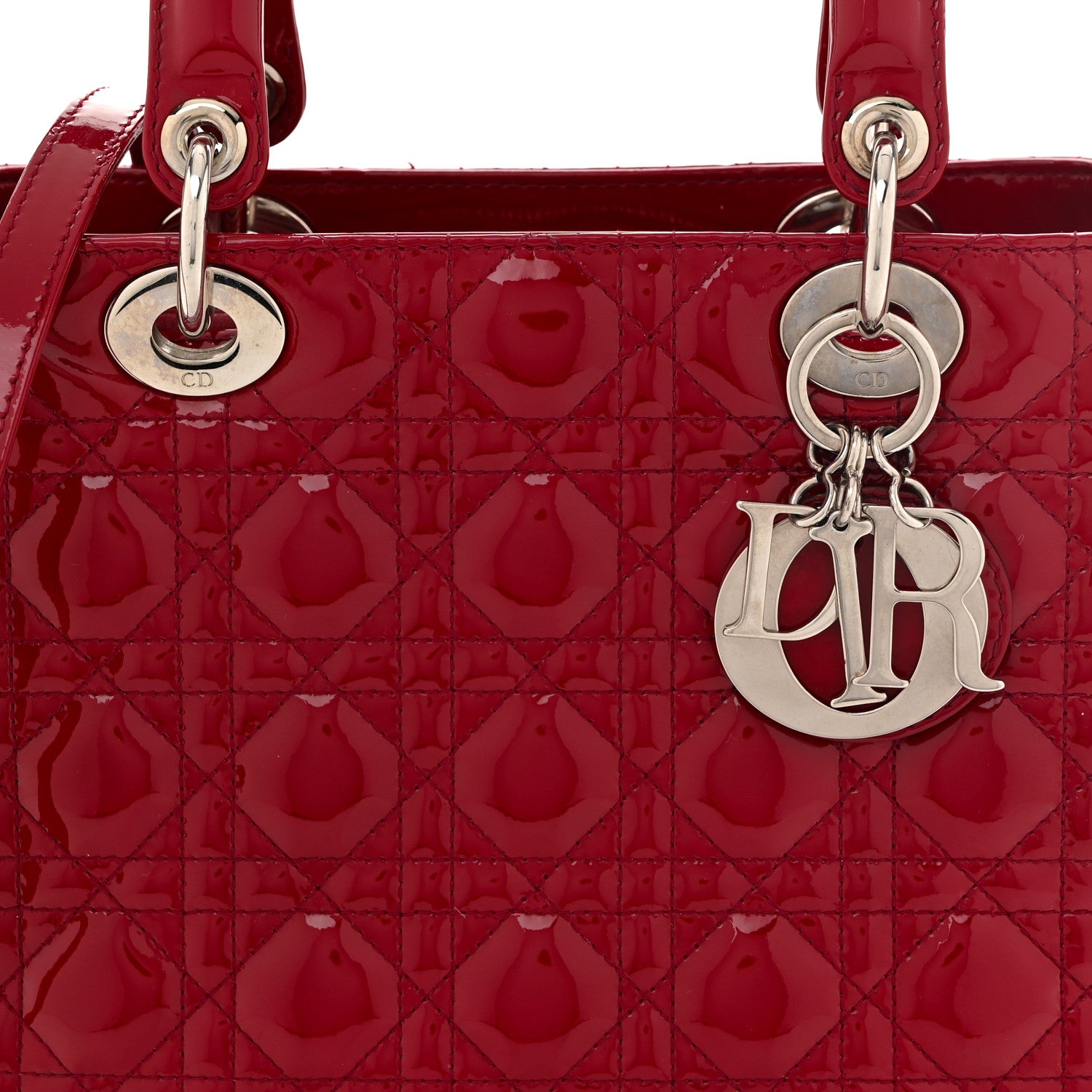 Christian Dior Patent Cannage Medium Lady Dior Red 8 of 11