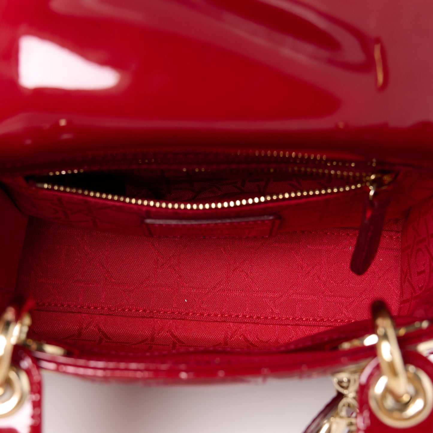 Patent Cannage Mini Lady Dior Red