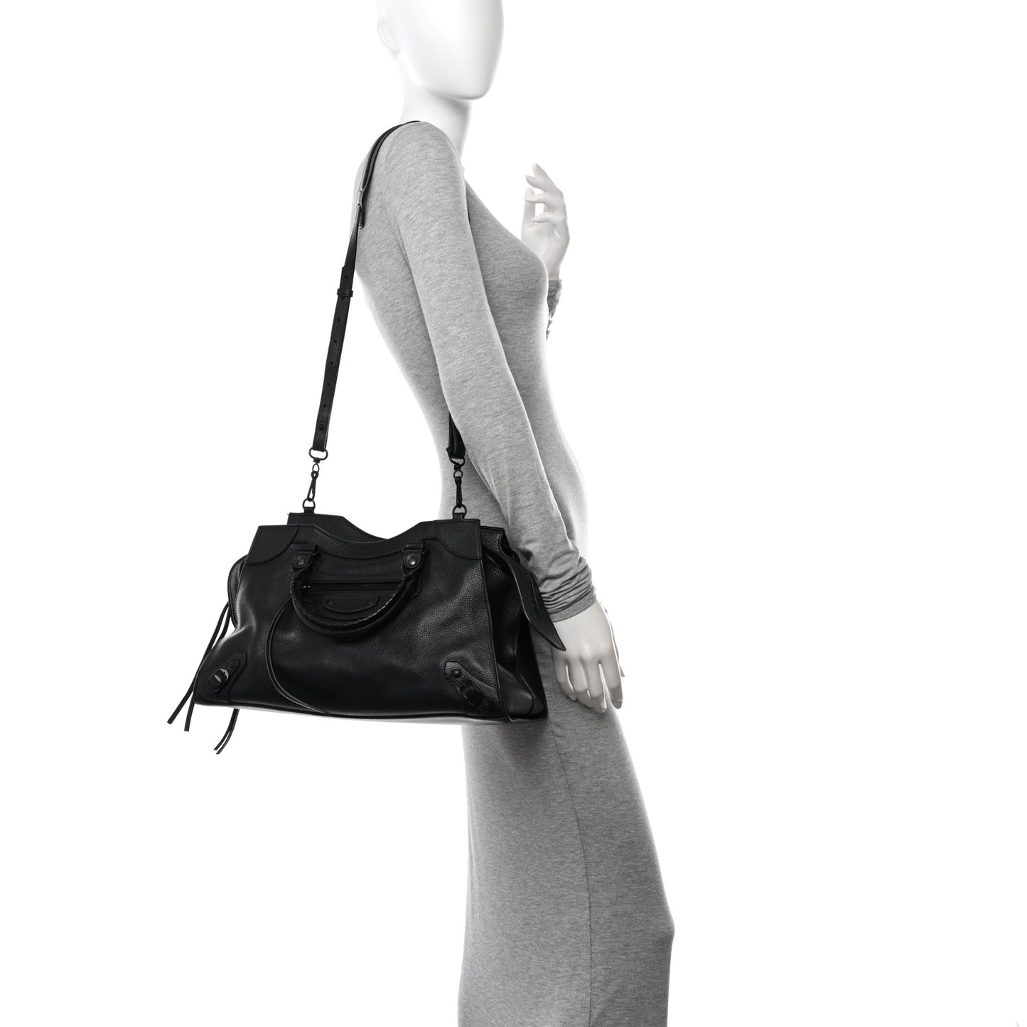 Grained Calfskin Black Hardware Neo Classic City Black