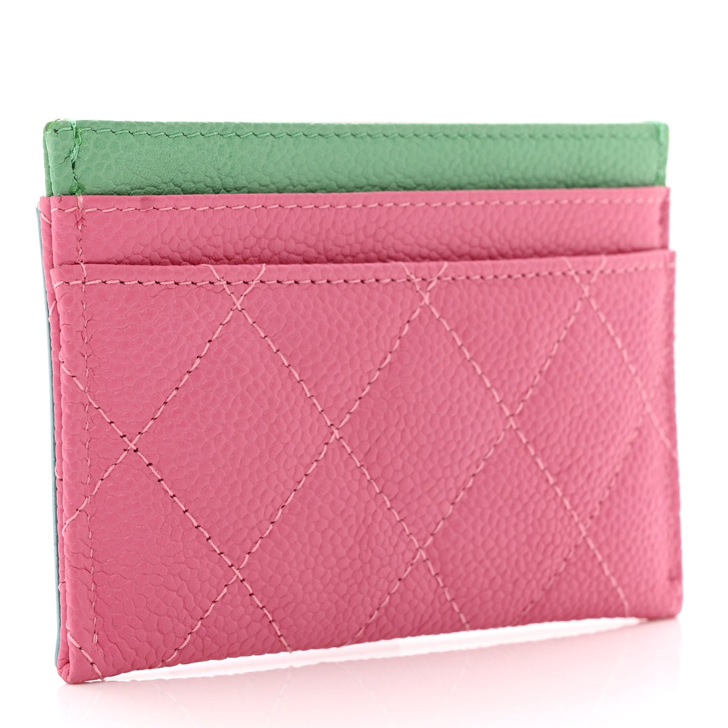 Caviar Quilted CC Filigree Card Holder Pink Blue Green