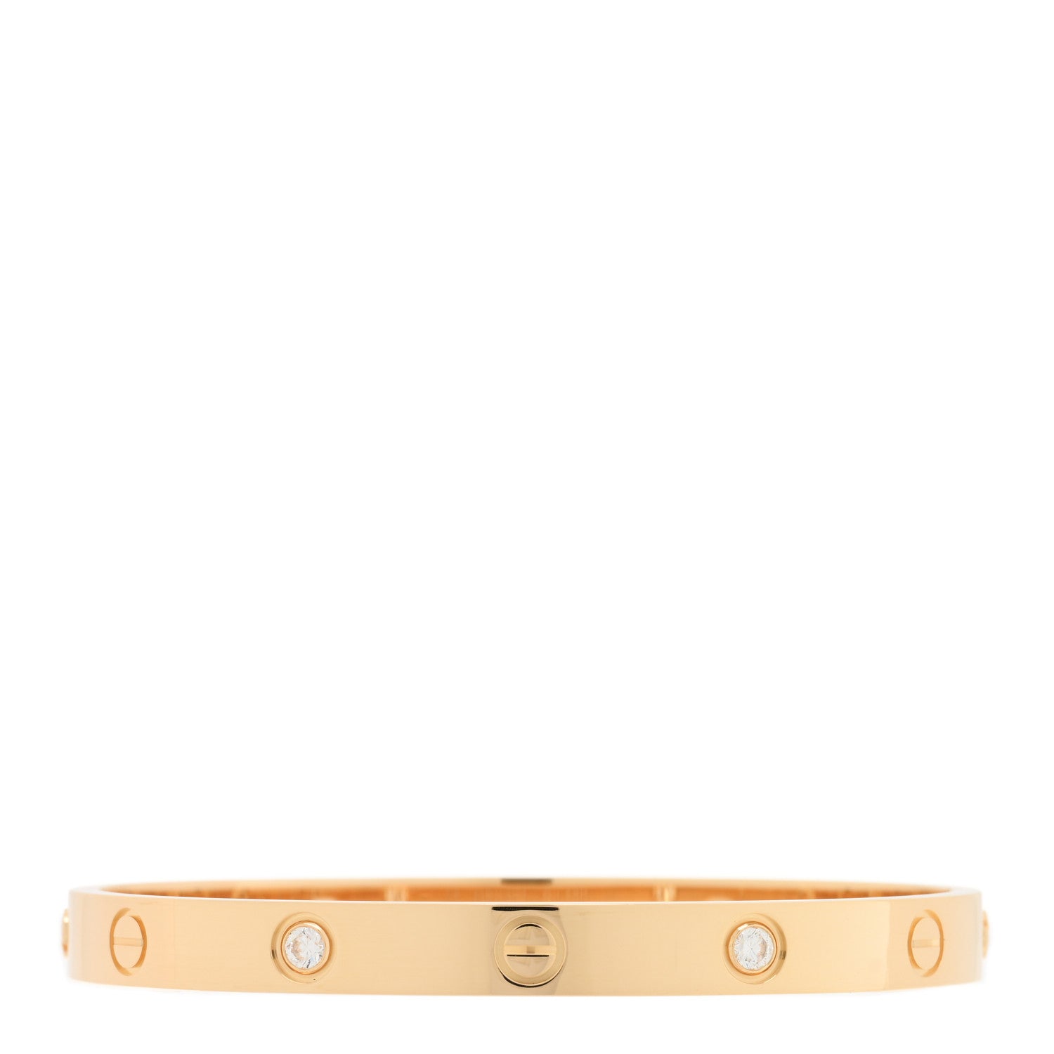 Cartier 18K Yellow Gold 4 Diamond LOVE Bracelet 17 2 of 5