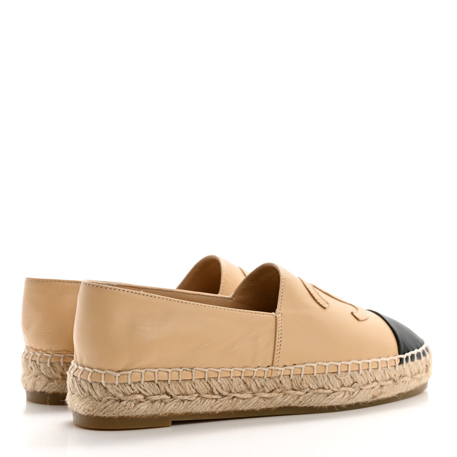 Chanel Lambskin CC Espadrilles 35 Beige Black 4 of 8