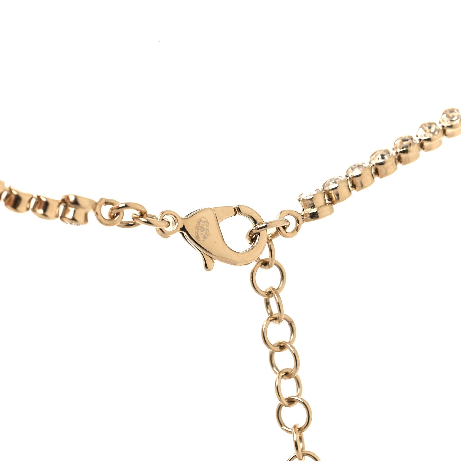 Chanel Crystal CC Chain Short Necklace Gold 4 of 5
