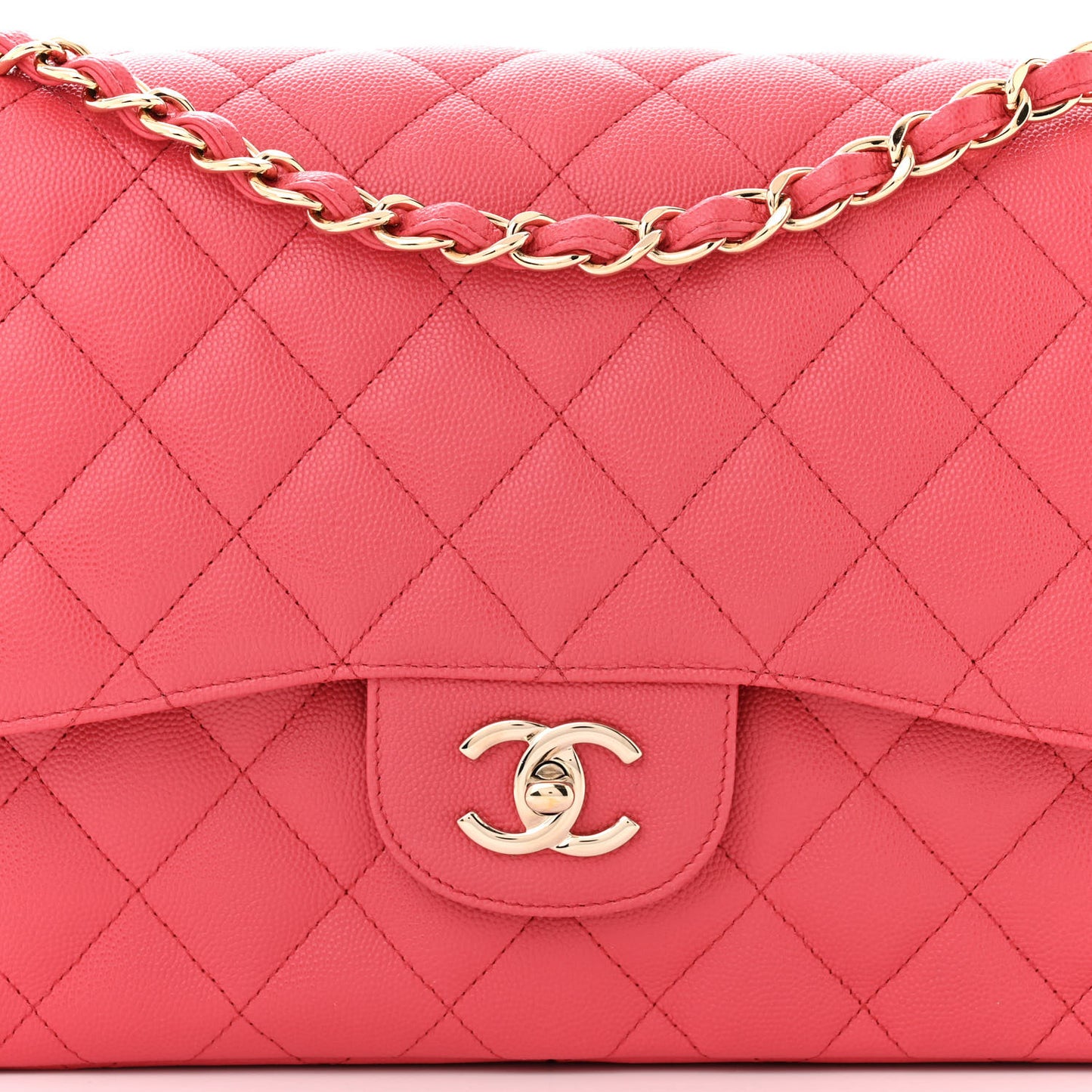 Caviar Quilted Jumbo Double Flap Dark Pink