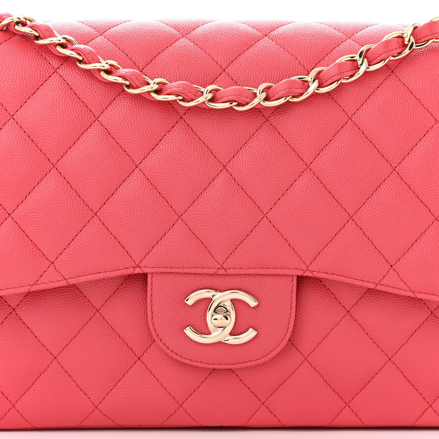 Chanel Caviar Quilted Jumbo Double Flap Dark Pink 8 of 10