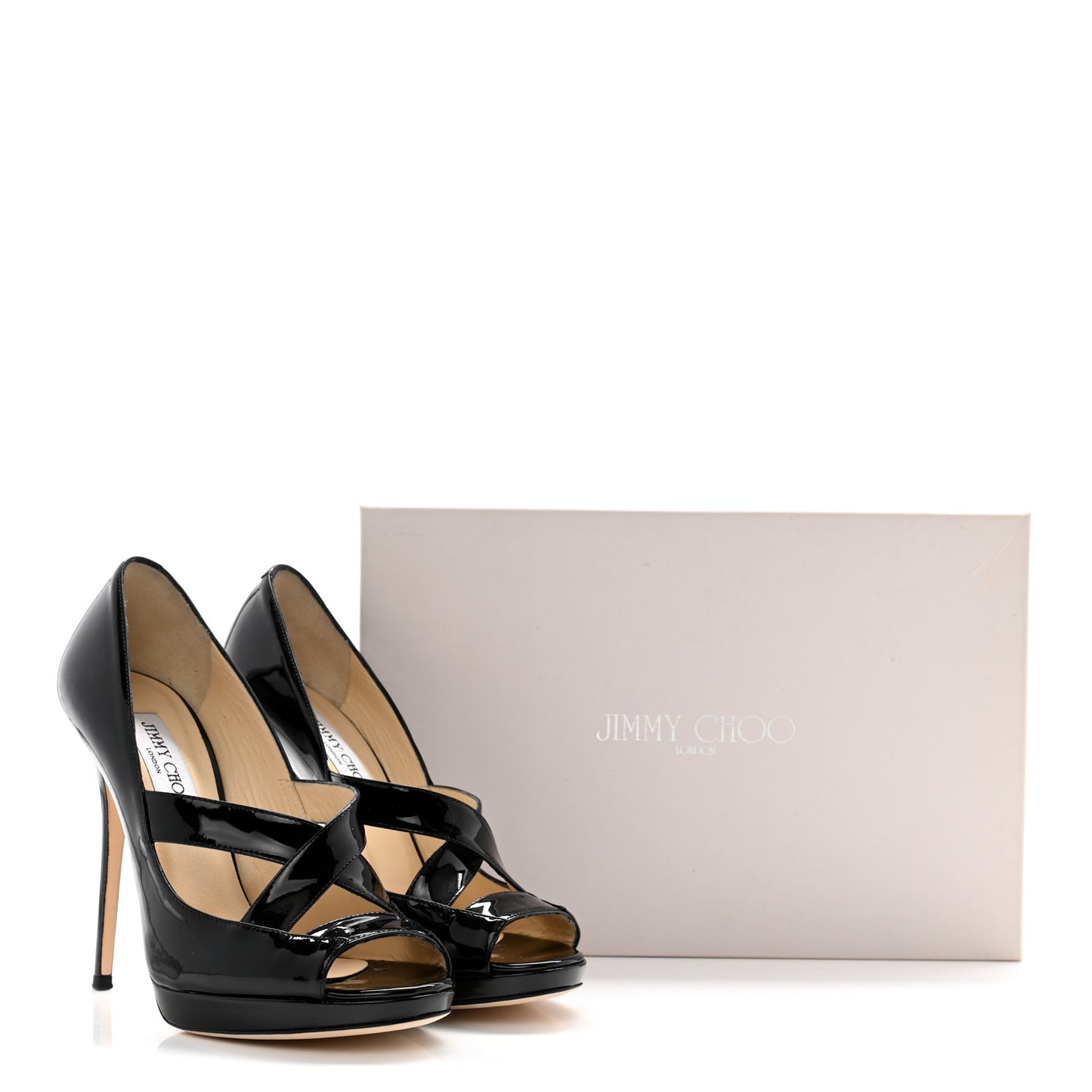 Patent Calfskin Gesture Peep Toe Pumps 38 Black