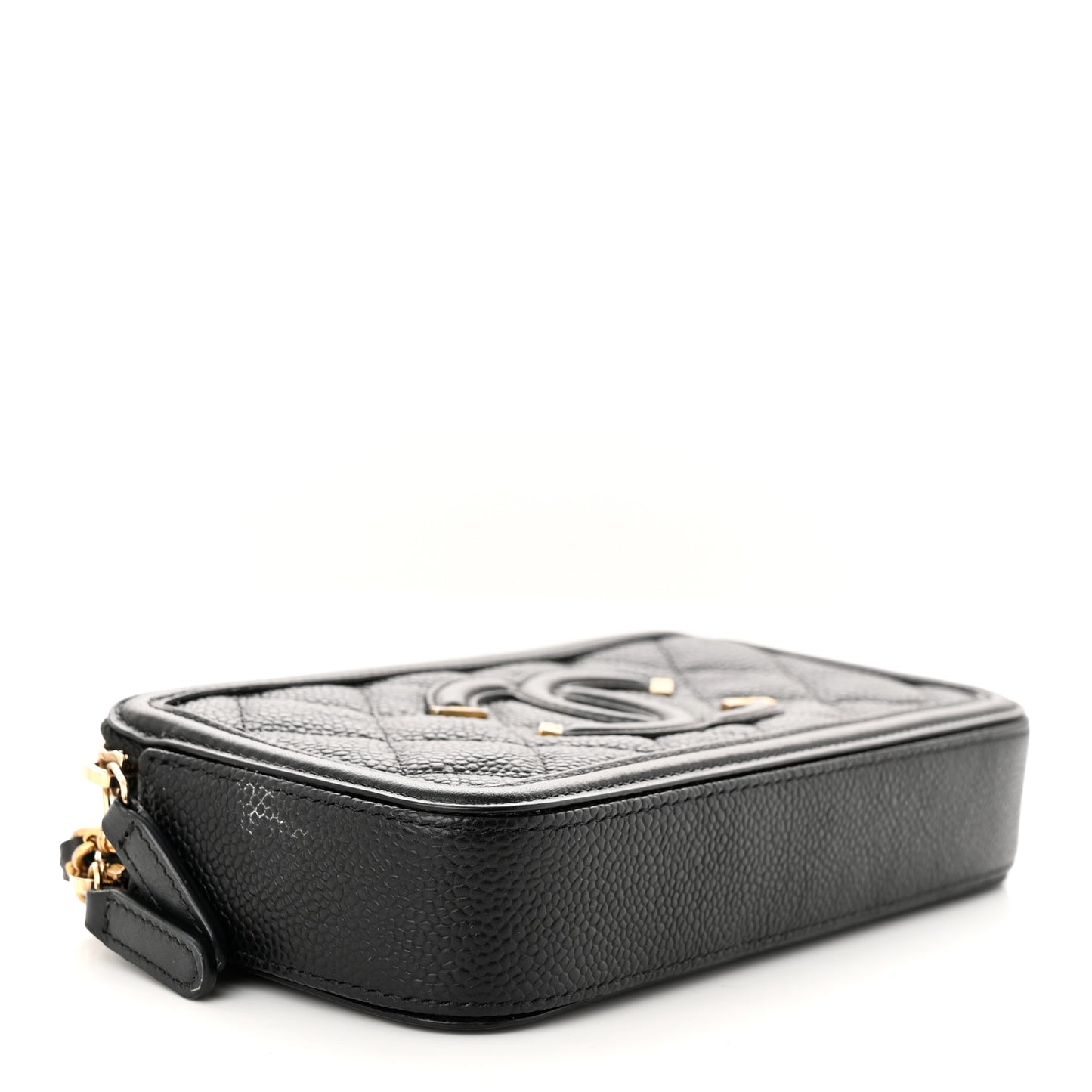 Caviar Quilted CC Filigree Clutch With Chain Black