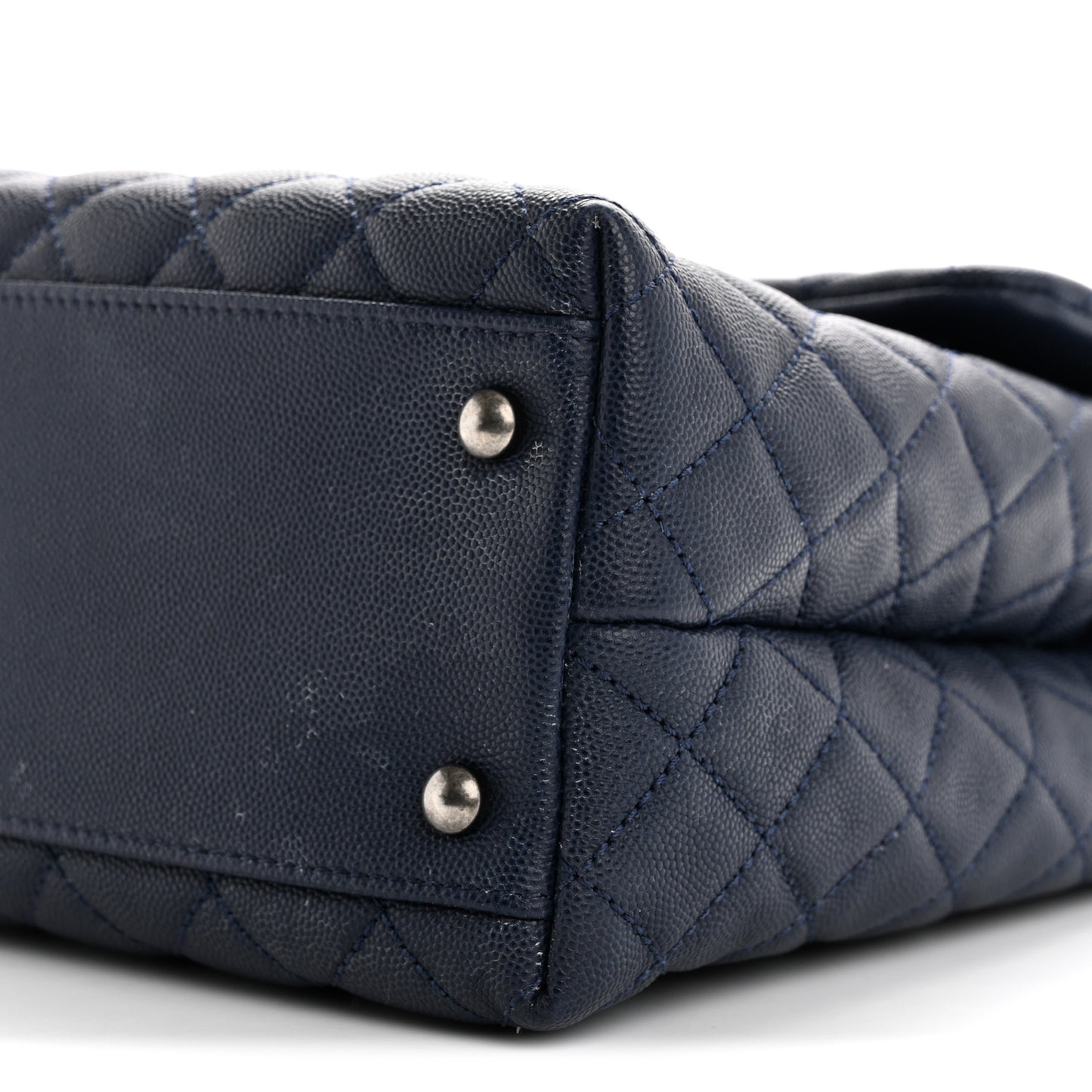 Caviar Lizard Quilted Large Coco Handle Flap Blue