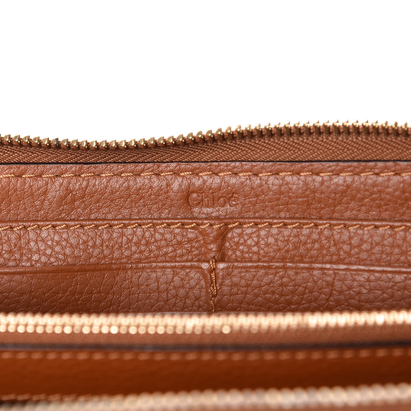 Grained Calfskin Marcie Long Zip Around Wallet Tan