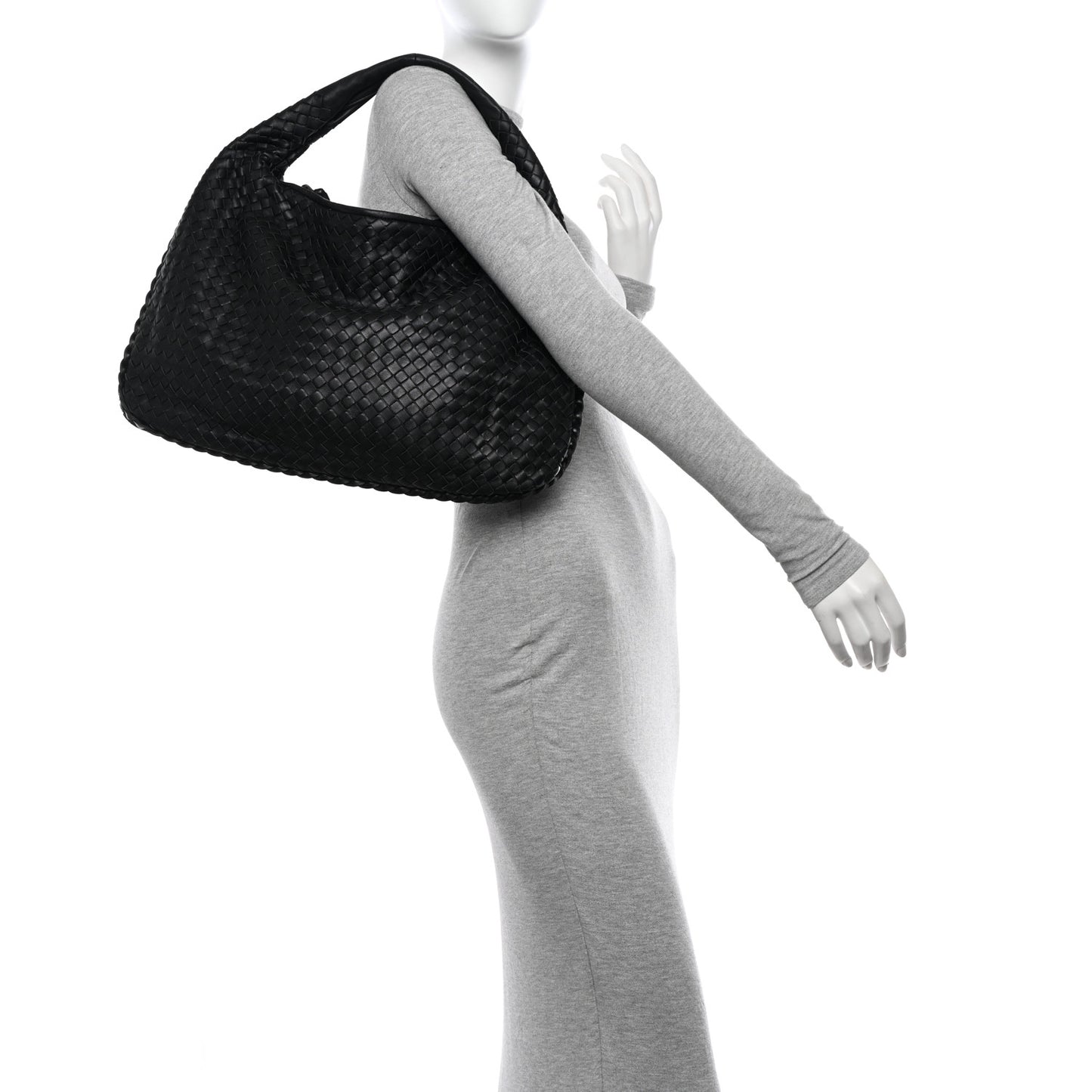 Nappa Intrecciato Medium Veneta Hobo Black