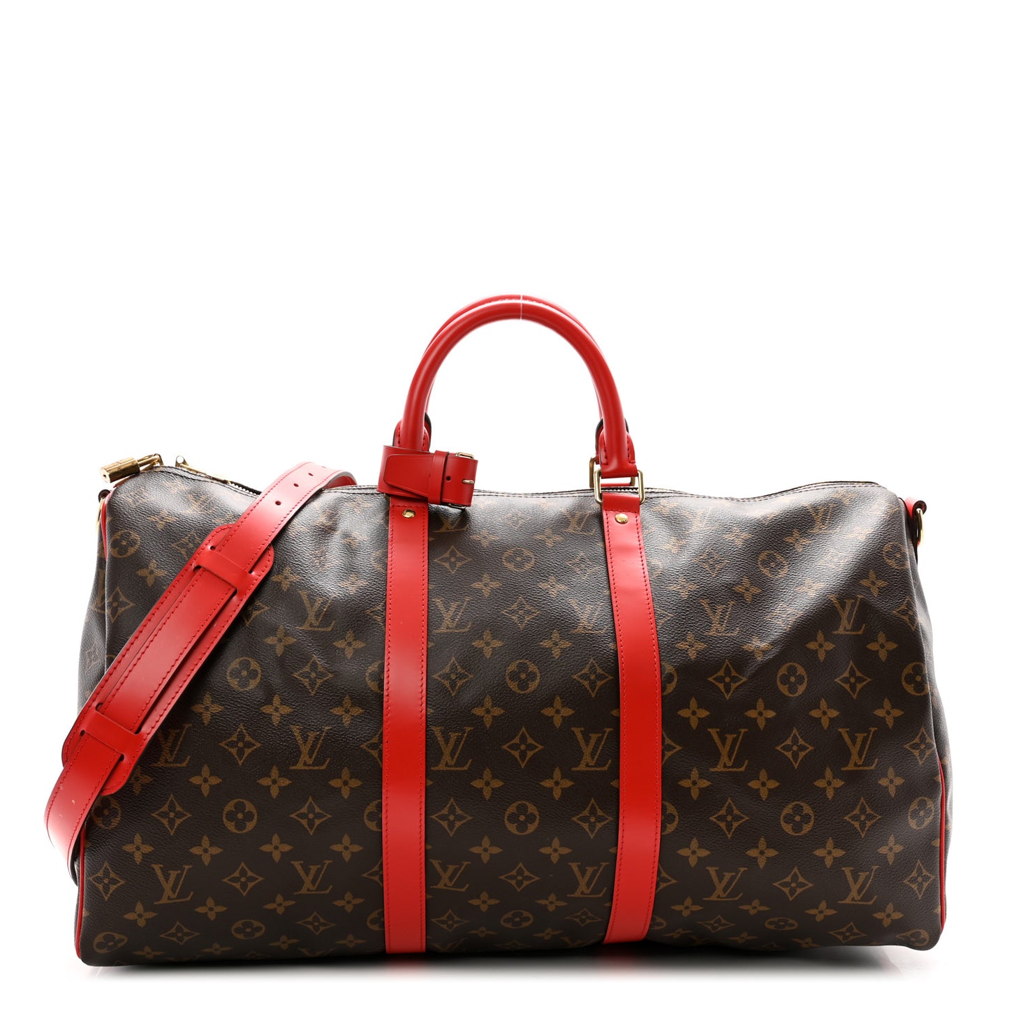 Calfskin Monogram Keepall Bandouliere 50 Coquelicot