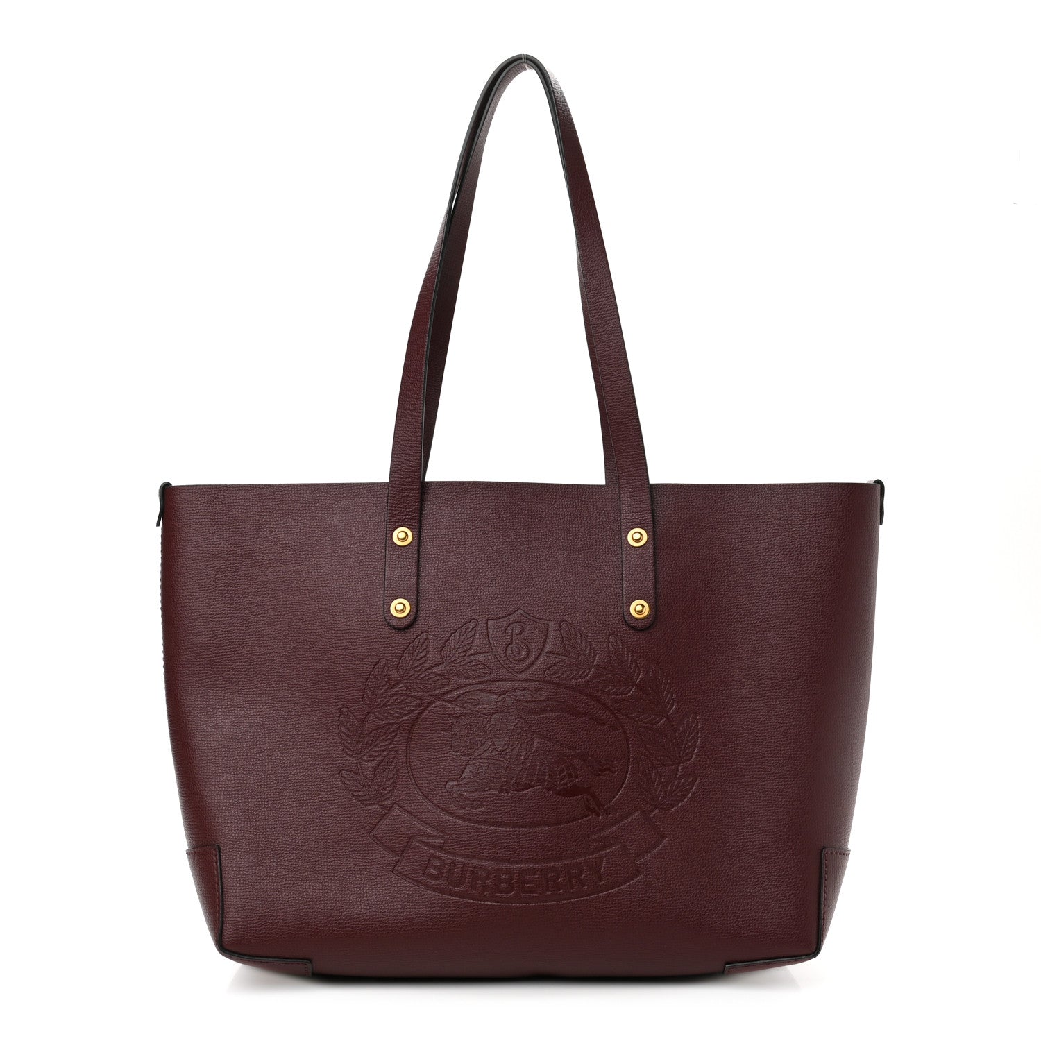 Burberry Calfskin Crest Embossed Small Tote Burgundy 1 of 10