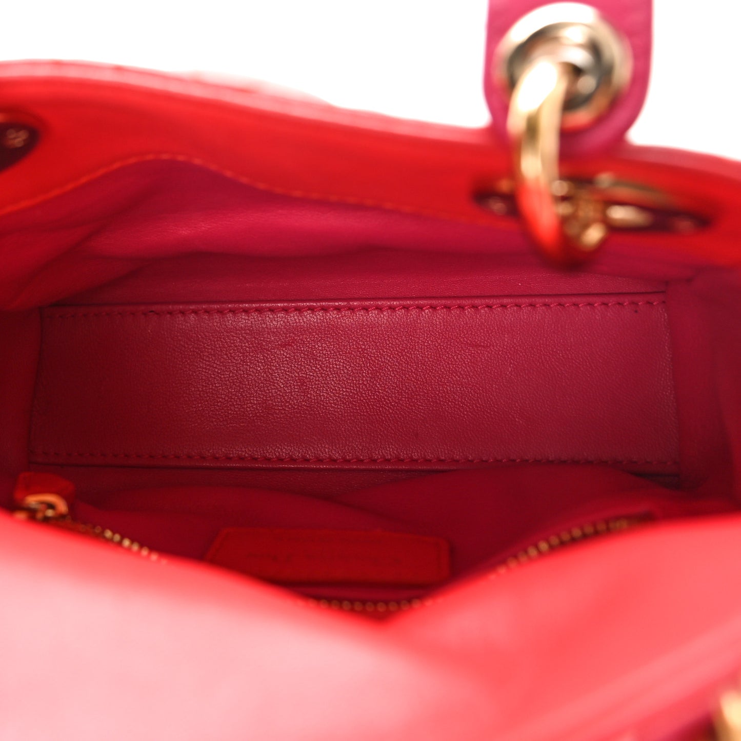 Lambskin Cannage Mini Bi-Color Lady Dior Red Fuchsia
