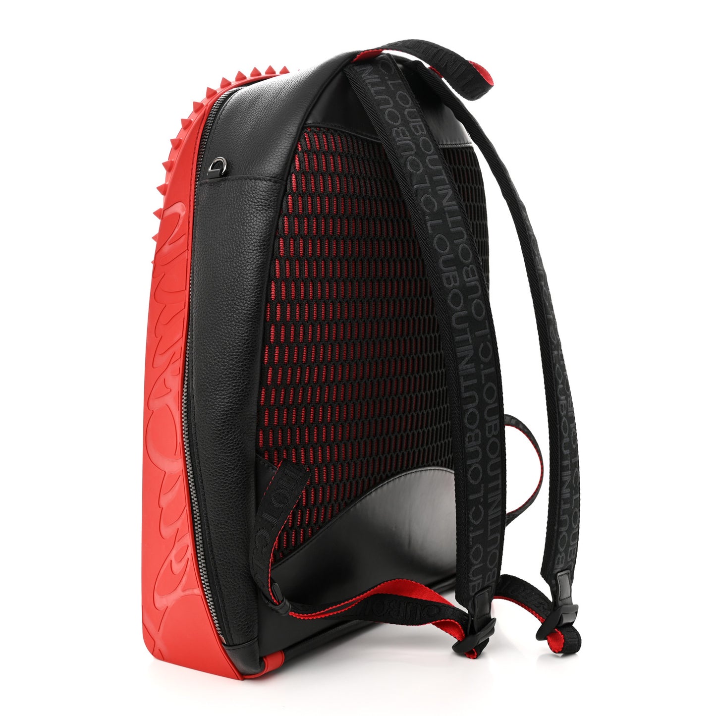 Calfskin Nylon Backparis Spiked Backpack Black
