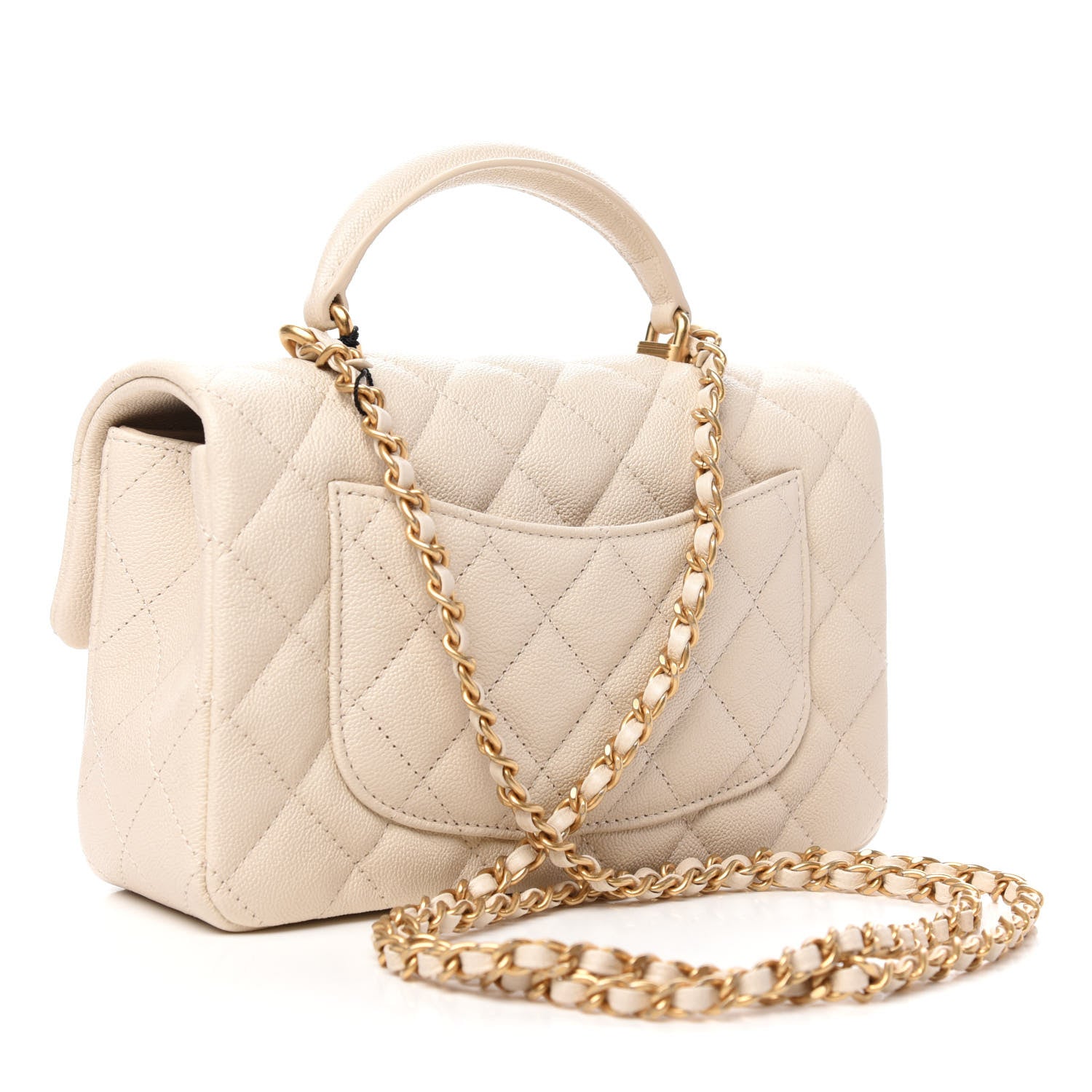 Chanel Caviar Quilted Mini Top Handle Rectangular Flap Beige 3 of 10