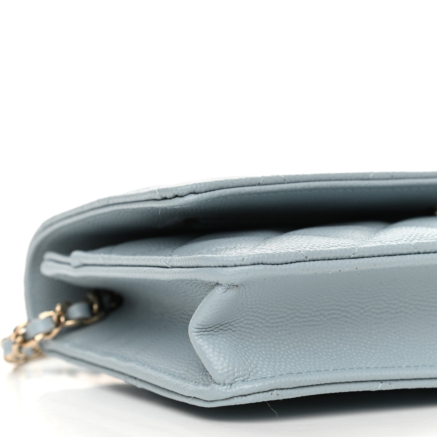 Caviar Quilted Wallet On Chain WOC Light Blue