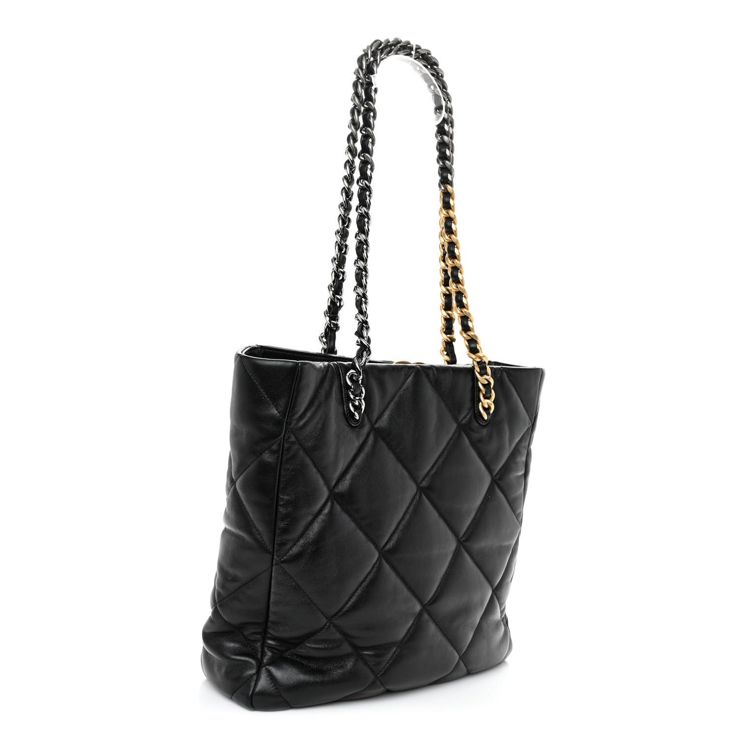Lambskin Quilted Chanel 19 Shopping Bag Black