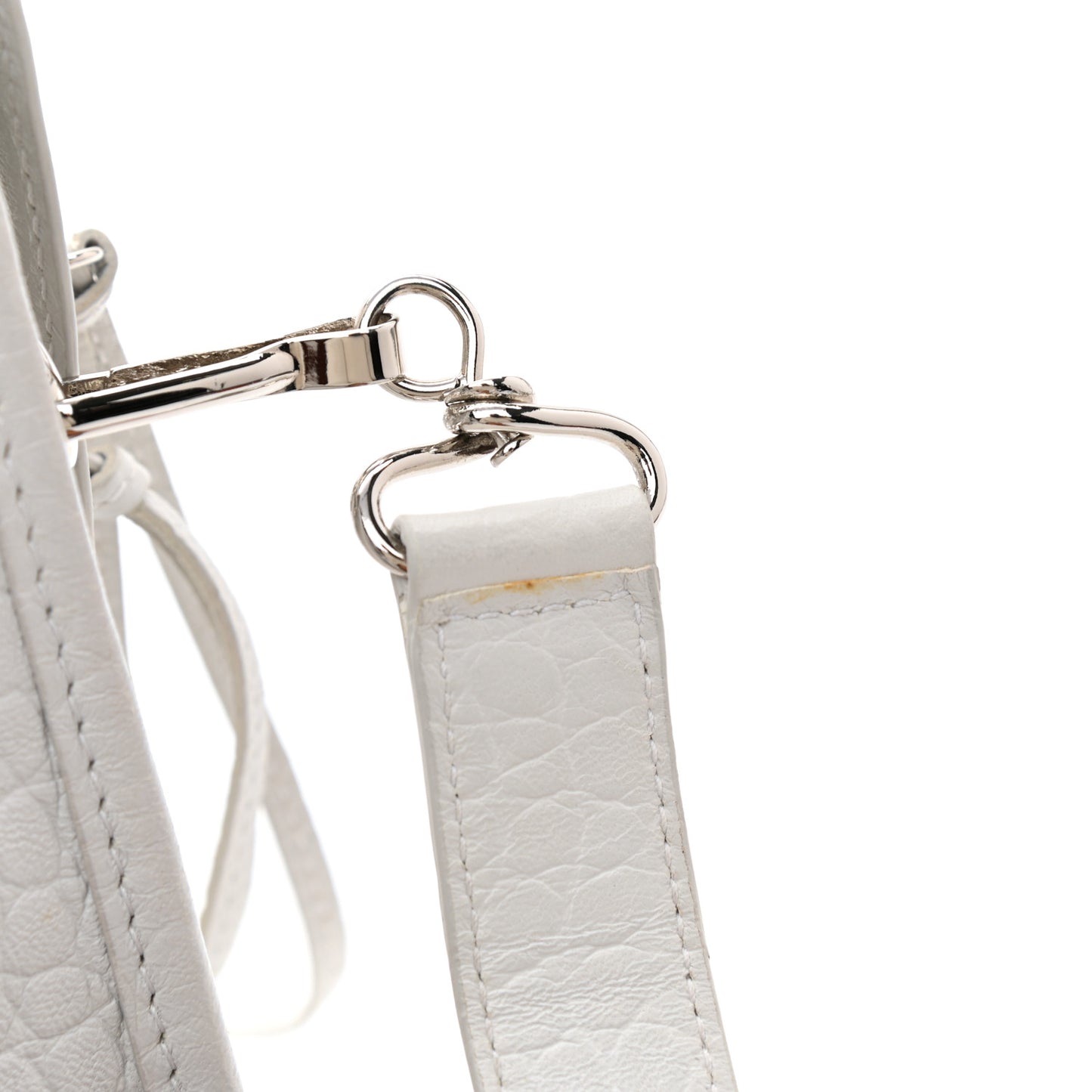 Matte Supple Lambskin Crocodile Embossed Classic Silver Hardware S City White