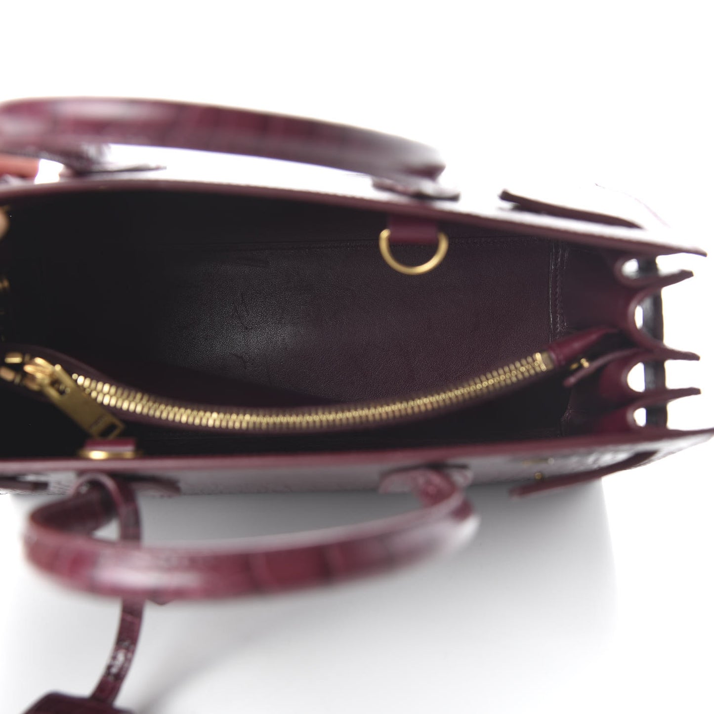 Calfskin Crocodile Embossed Baby Sac De Jour Bordeaux
