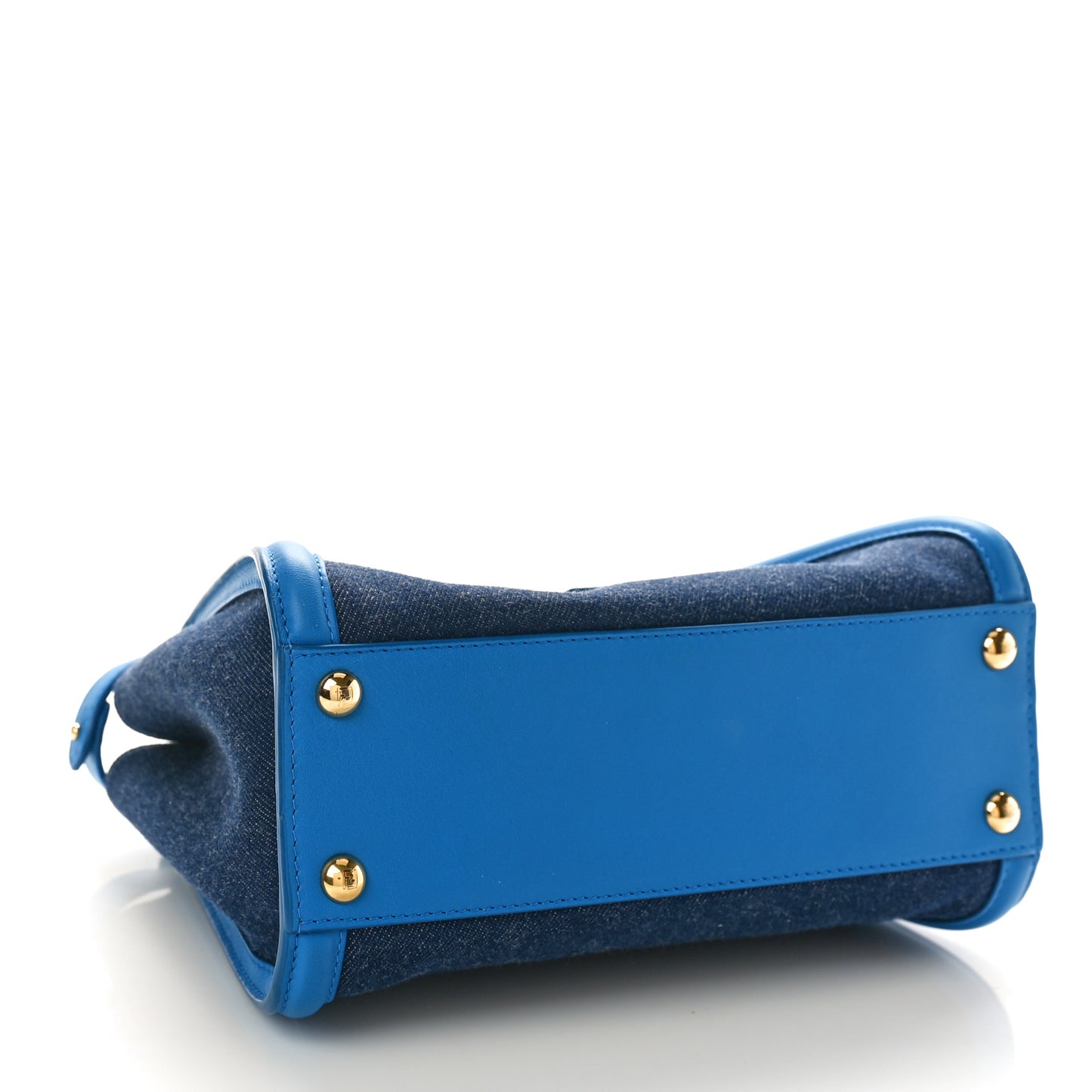 Denim Fabric Nappa FF Mini Peekaboo Iconic Satchel Blue