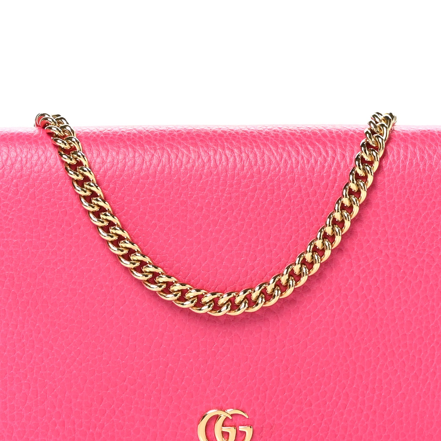 Dollar Calfskin Mini GG Marmont Chain Wallet Box Pink