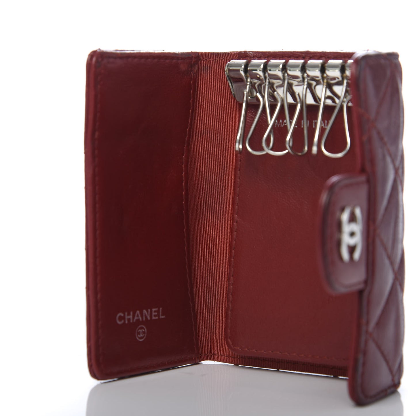 Lambskin Quilted 6 Key Holder Red
