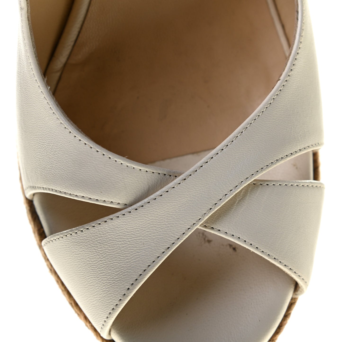 Nappa Cork Braided Amely 105 Wedge Sandals 40 Chalk