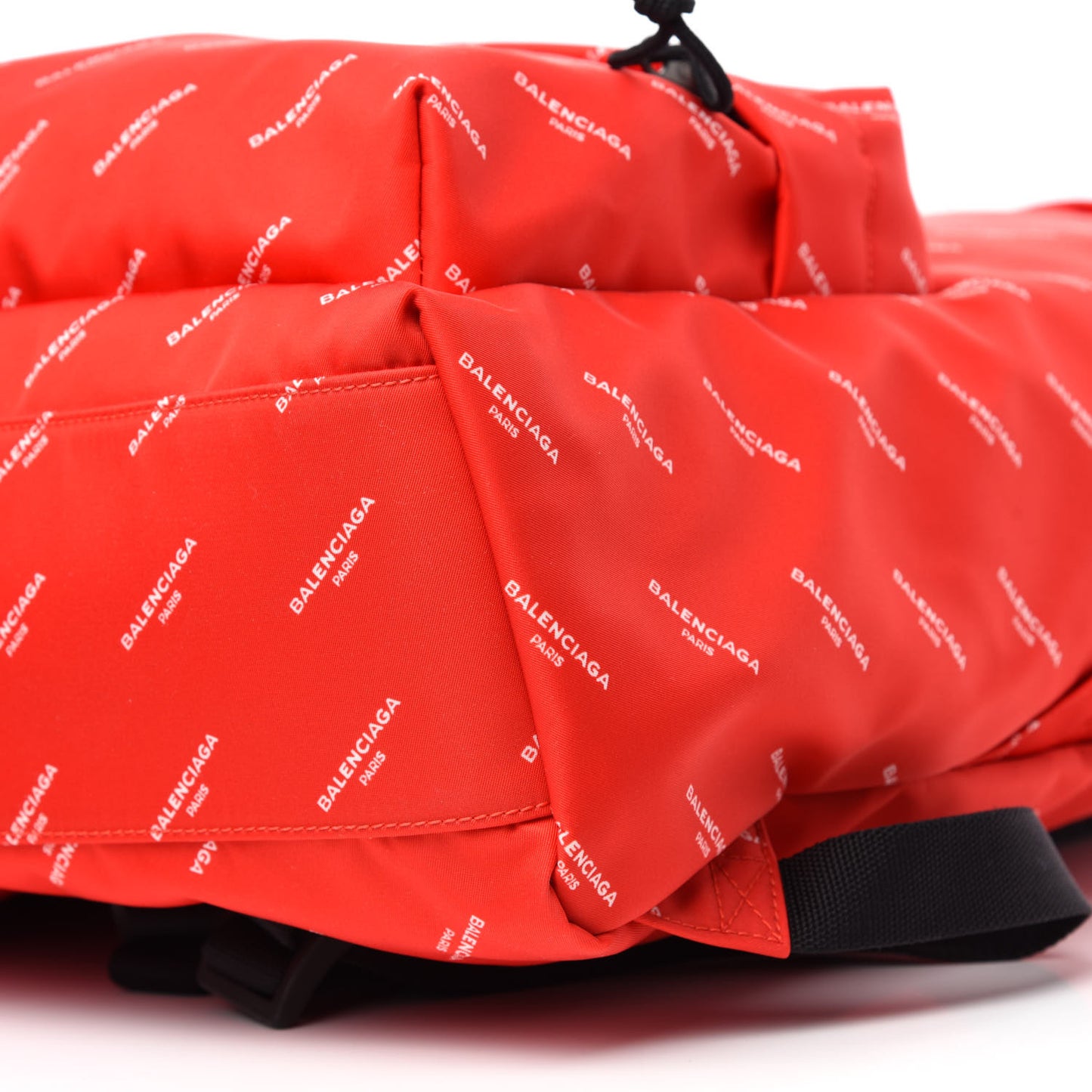 Twill Nylon Allover Logo Print Explorer Backpack Rouge Vermillion White