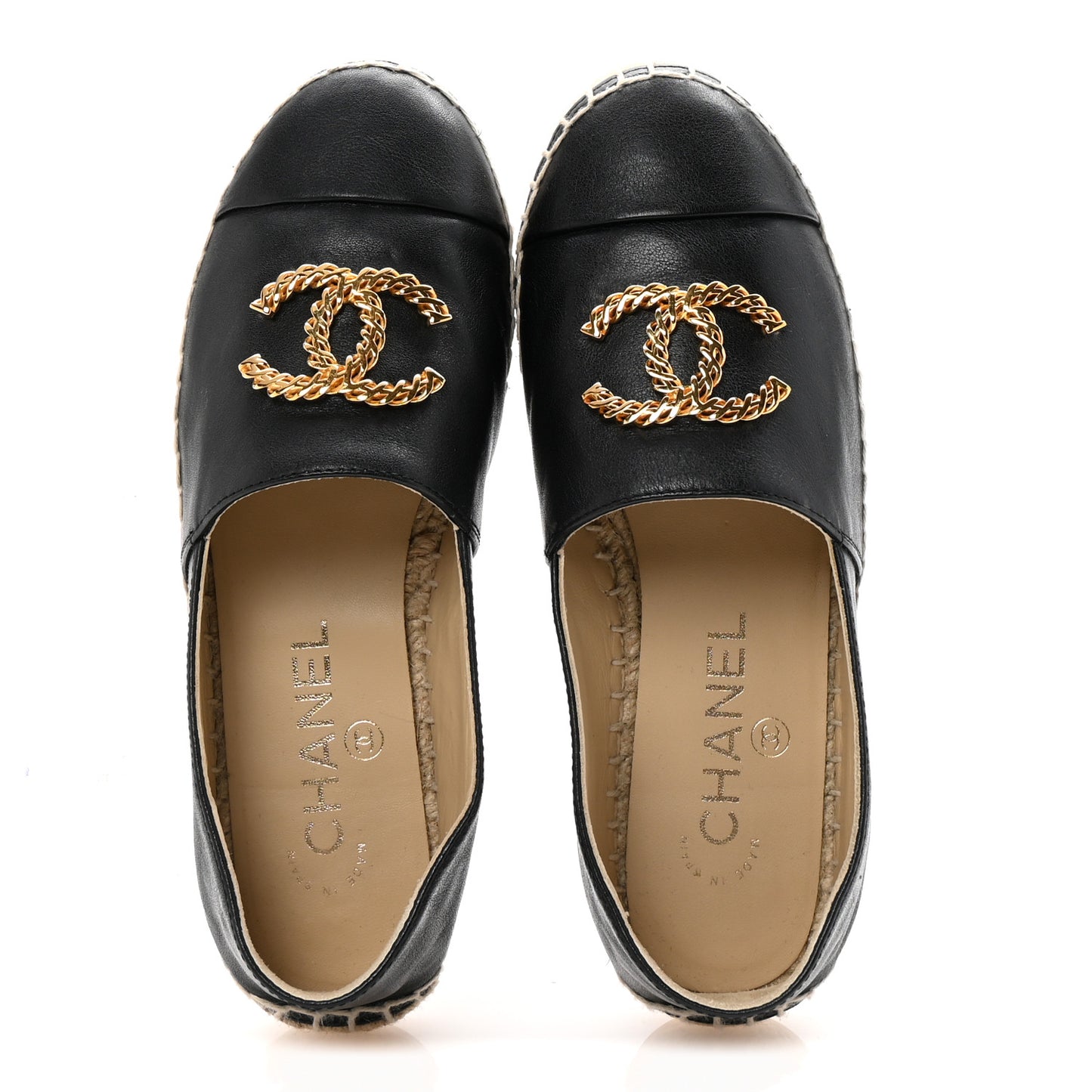 Calfskin Chain CC Espadrilles 35 Black