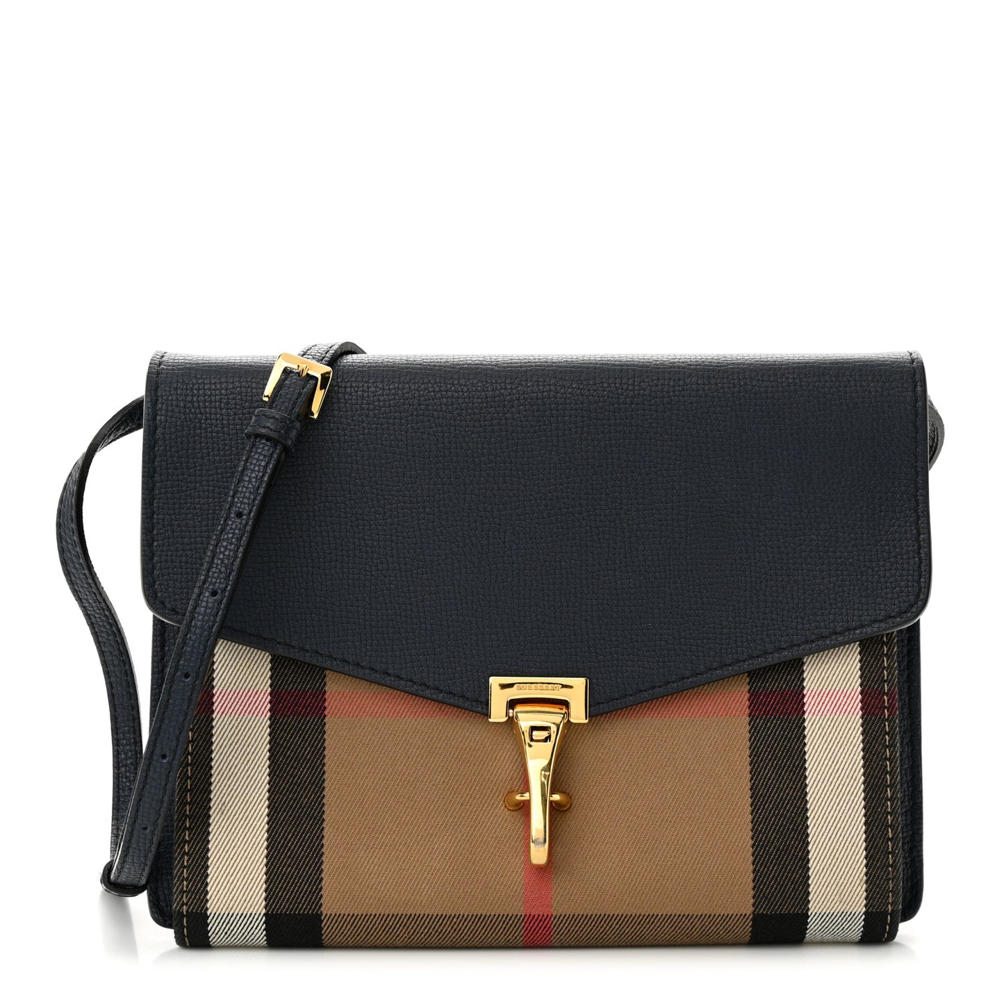 Derby Calfskin House Check Small Macken Crossbody Bag Ink Blue