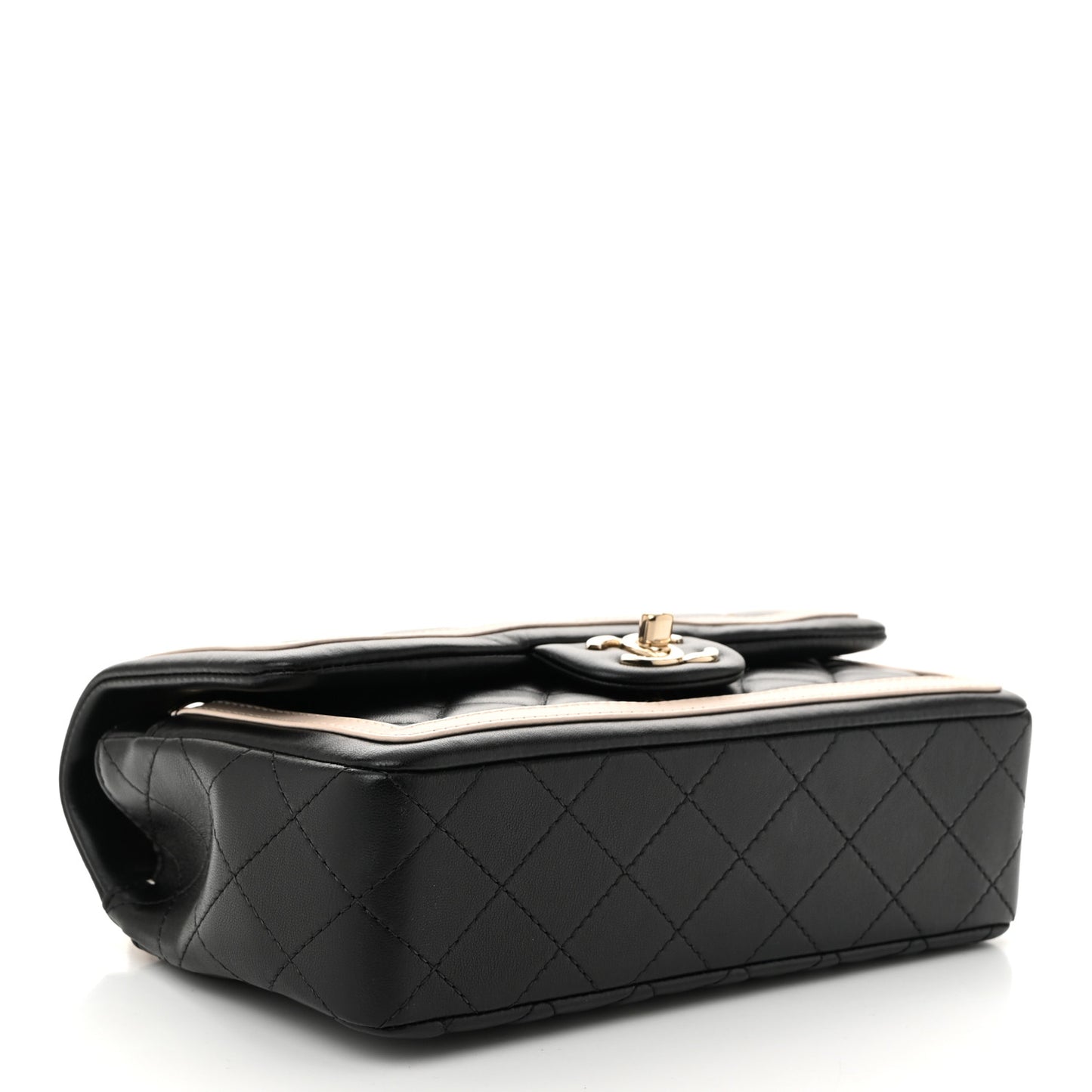 Lambskin Quilted Bicolor Flap Black Beige