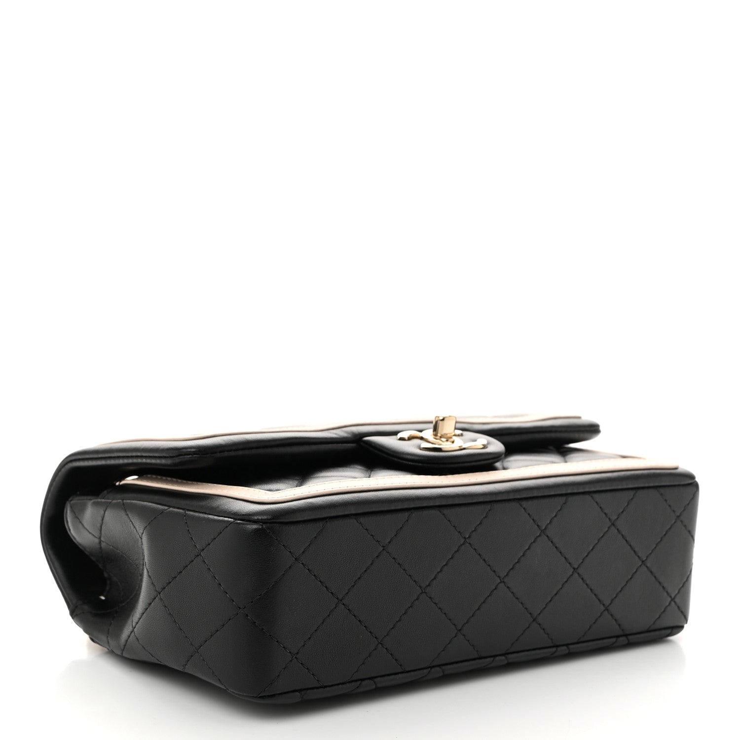 Chanel Lambskin Quilted Bicolor Flap Black Beige 4 of 10