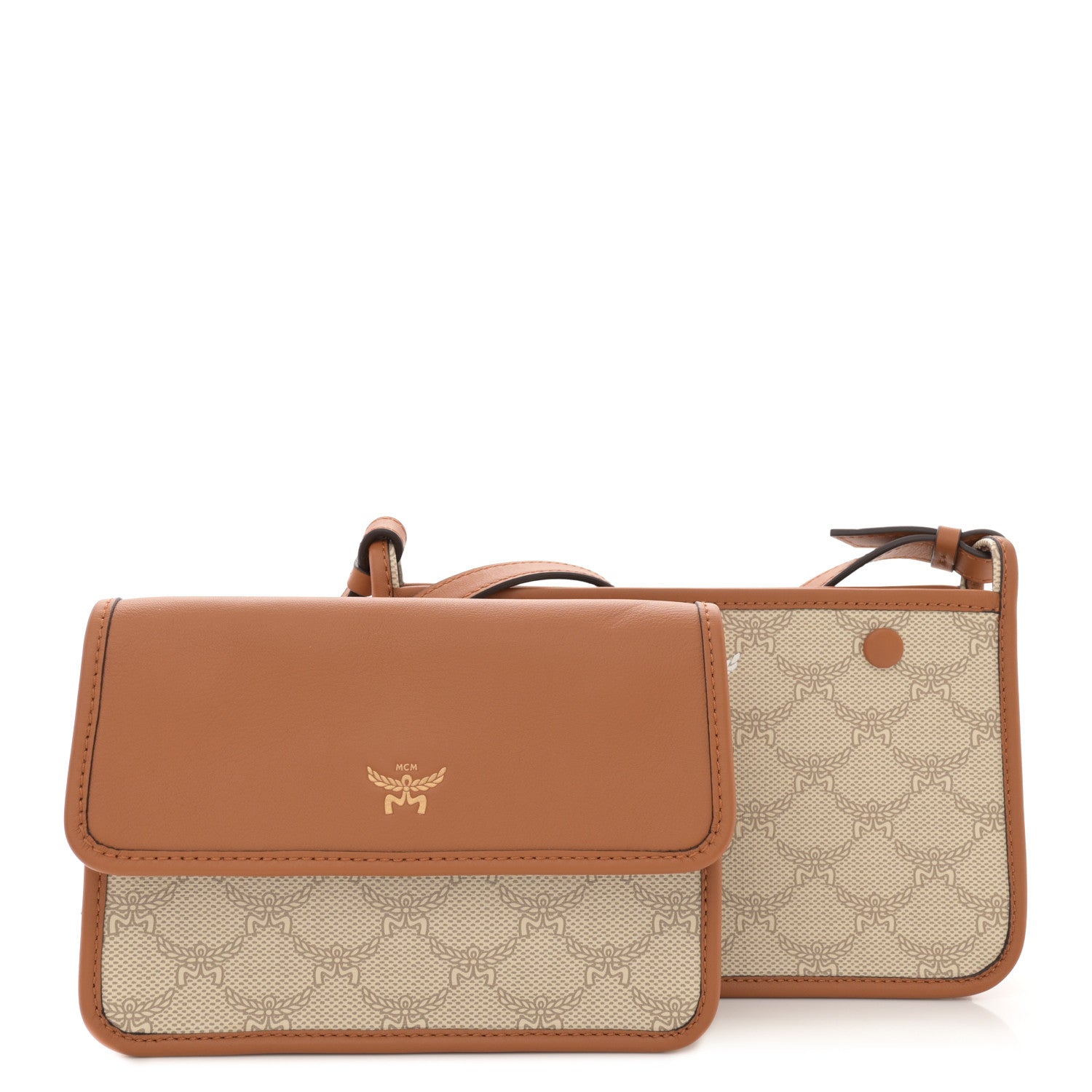 MCM Lauretos Nappa Small Himmel Crossbody Oatmeal 3 of 12