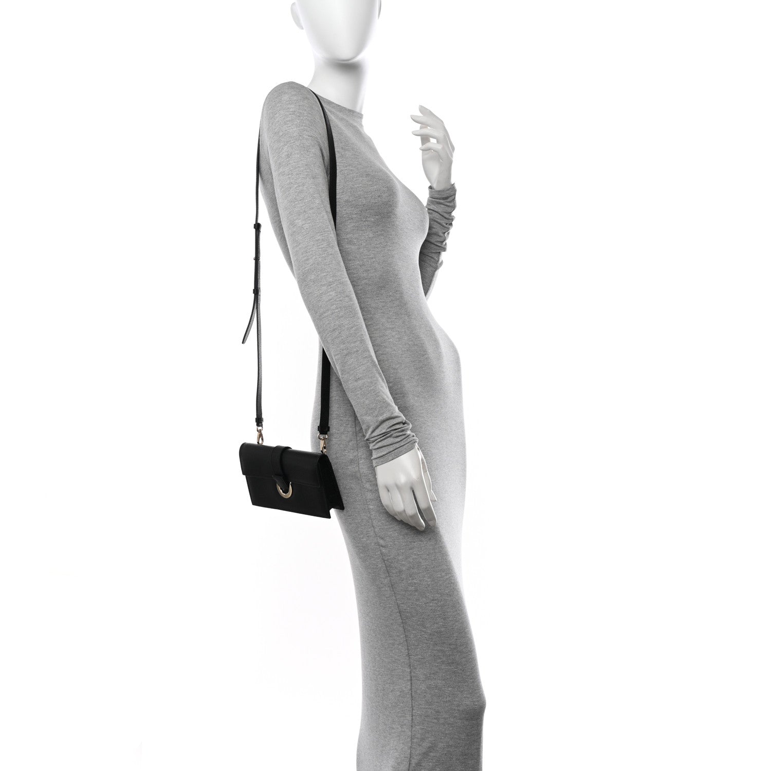 Salvatore Ferragamo Pebbled Calfskin Thalia Wallet On Chain Black 2 of 11