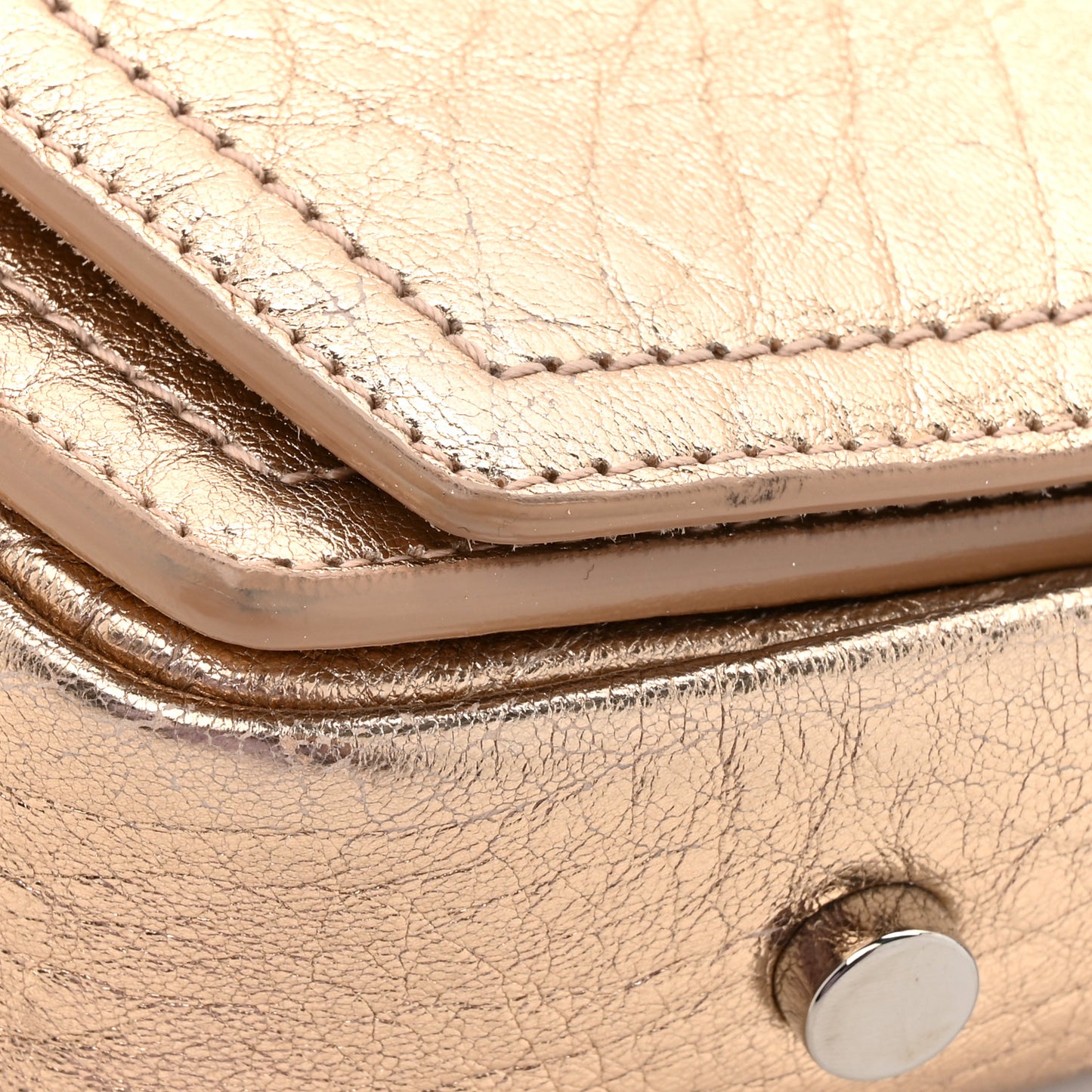 Metallic Grained Calfskin Arrow Crossbody Bag Light Gold