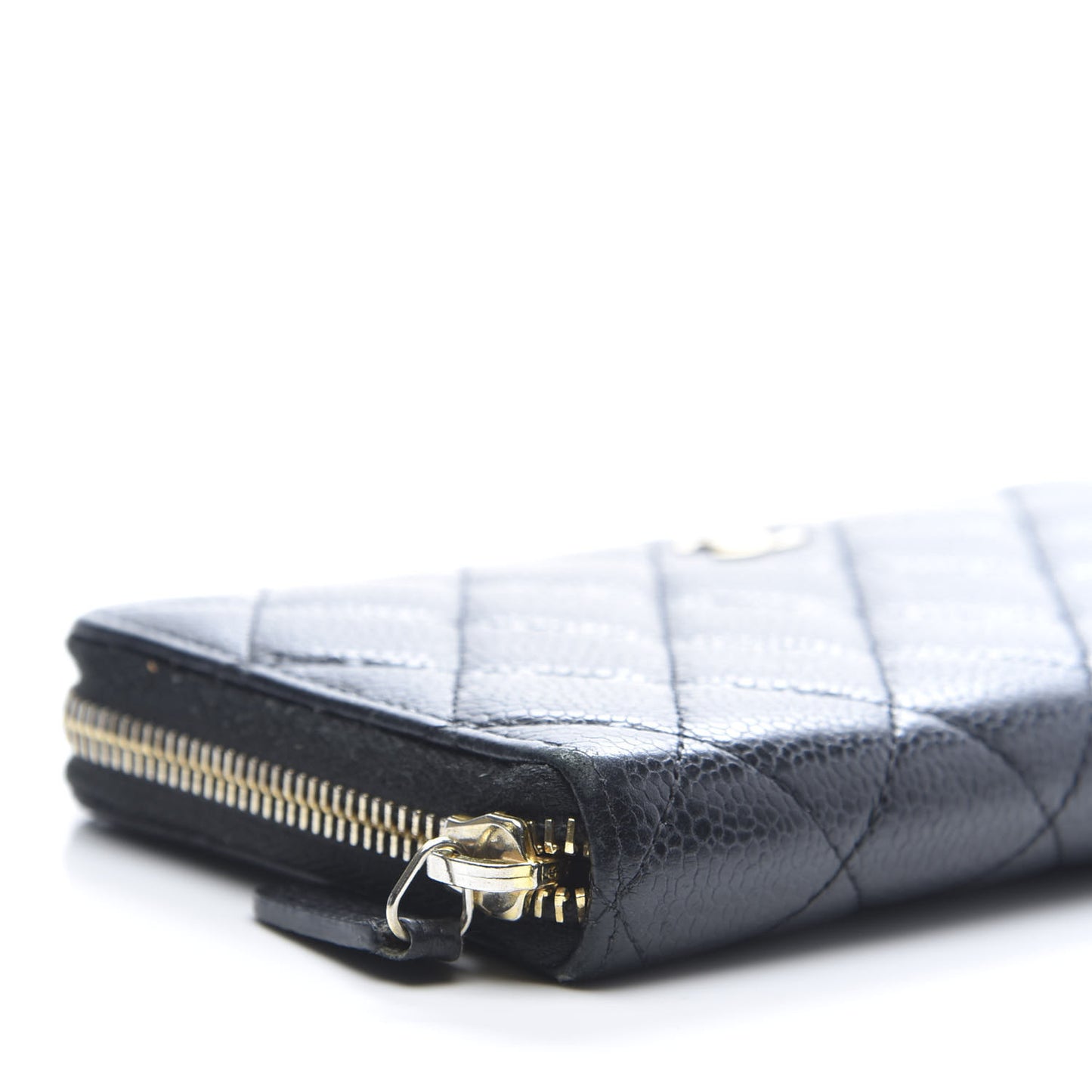 Caviar Quilted Large Gusset Zip Around Wallet Black
