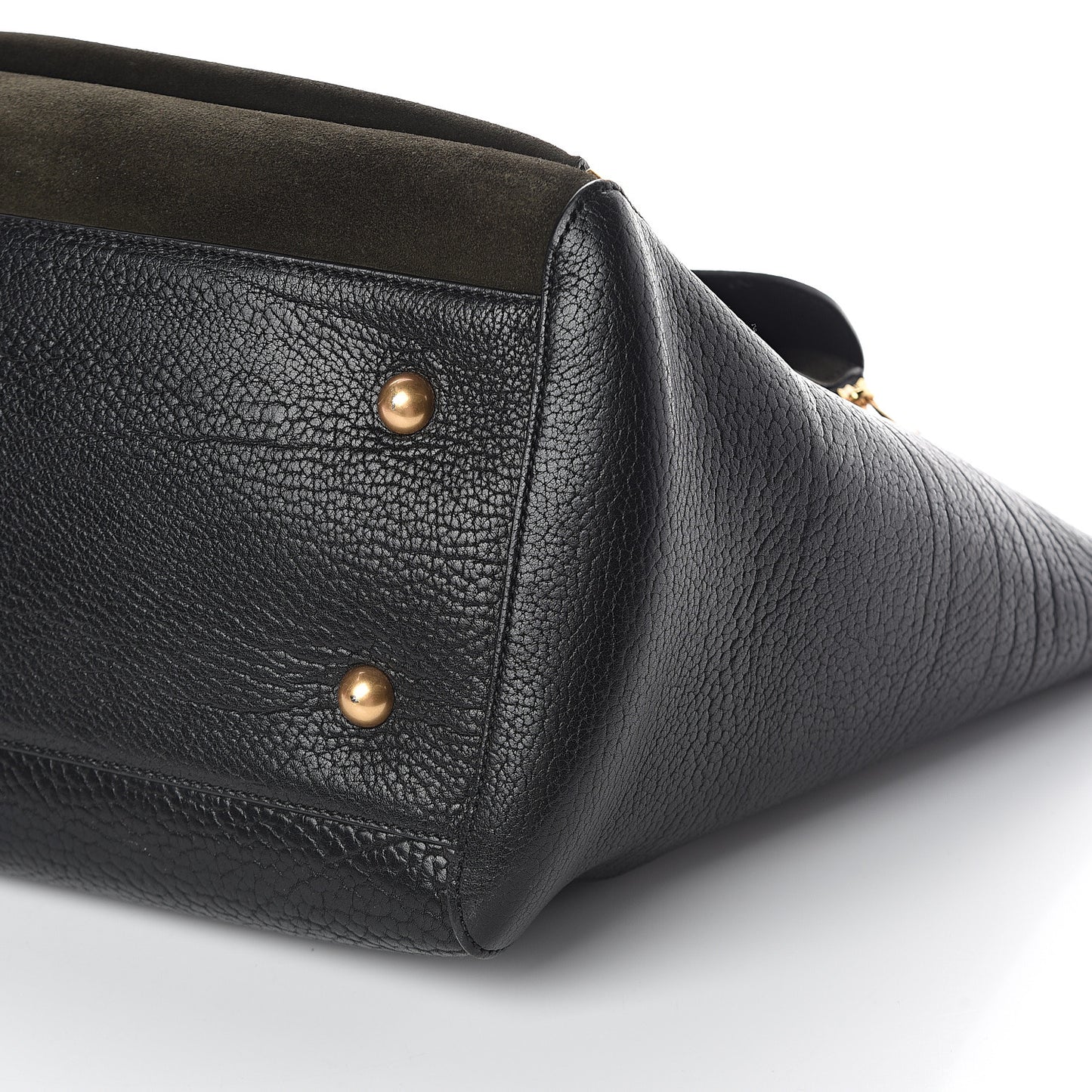 Silky Calf Nubuck Medium Willow Tote Black Dark Green