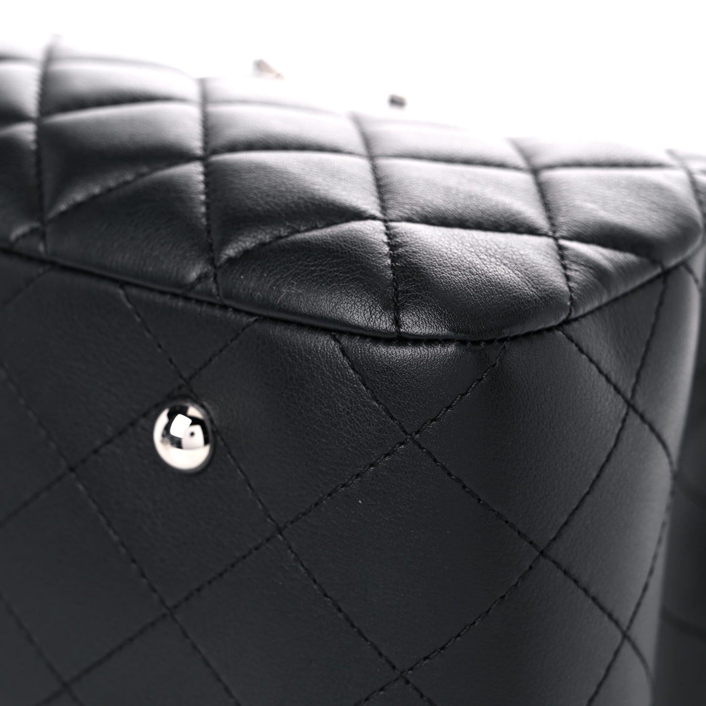 Calfskin Quilted Large Classic Shopping Tote Black