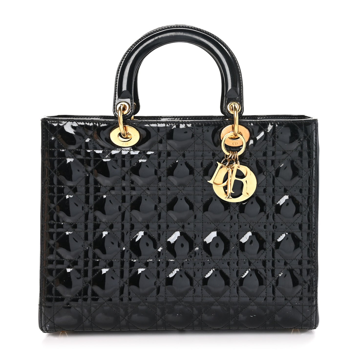Patent Cannage Large Lady Dior Black