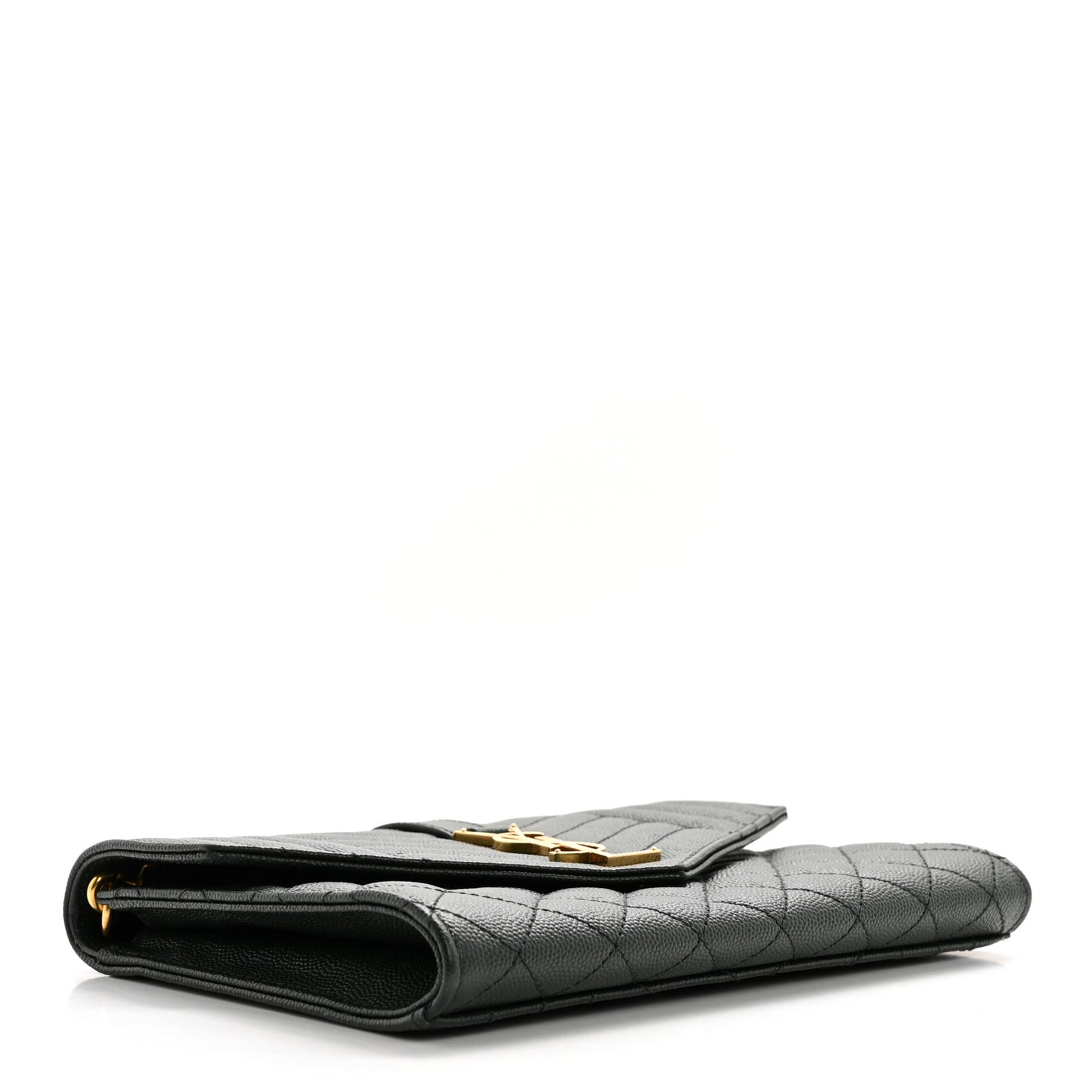 Grain De Poudre Textured Mixed Matelasse Triquilt Monogram Clutch Vert Fonce