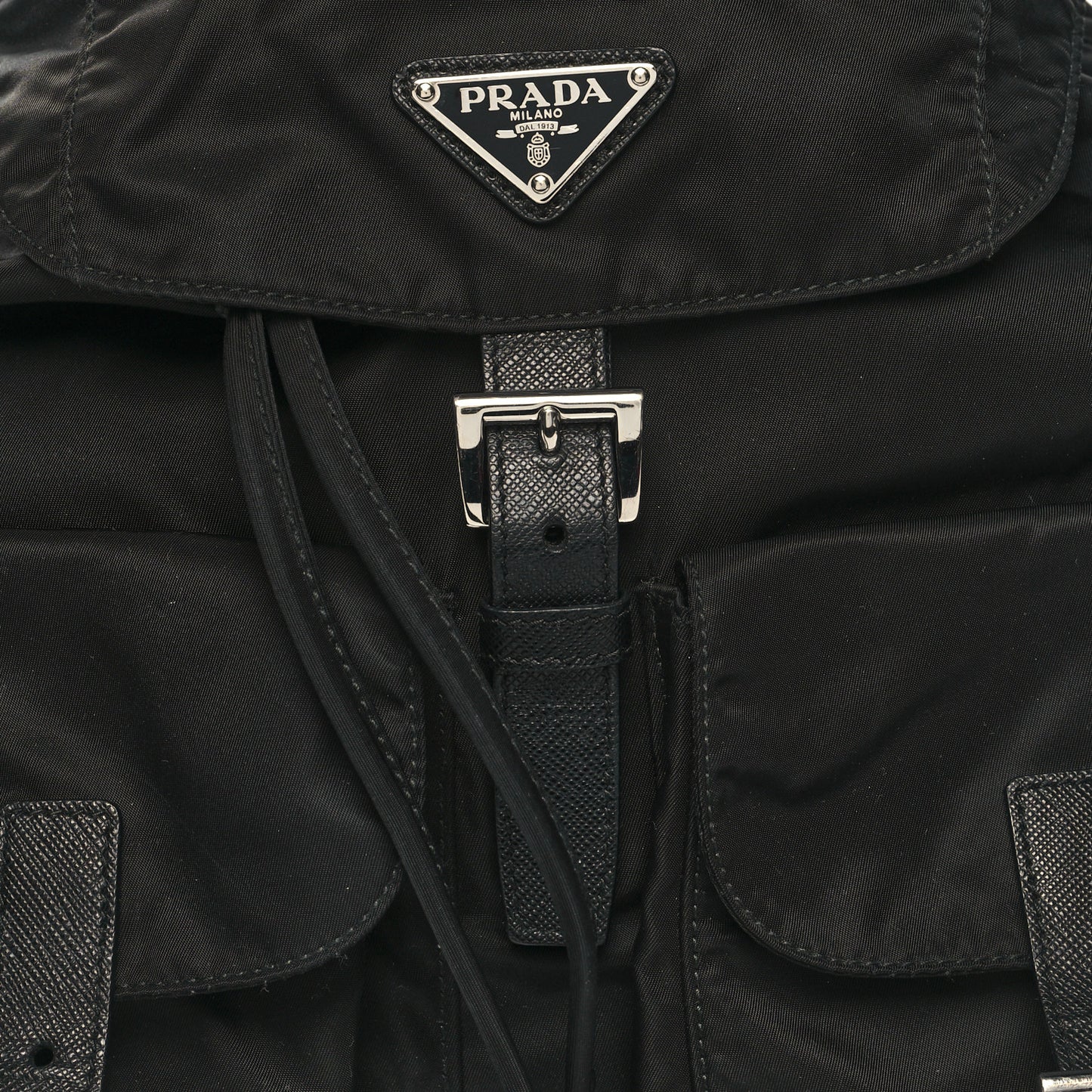 Tessuto Nylon Saffiano Medium Backpack Black